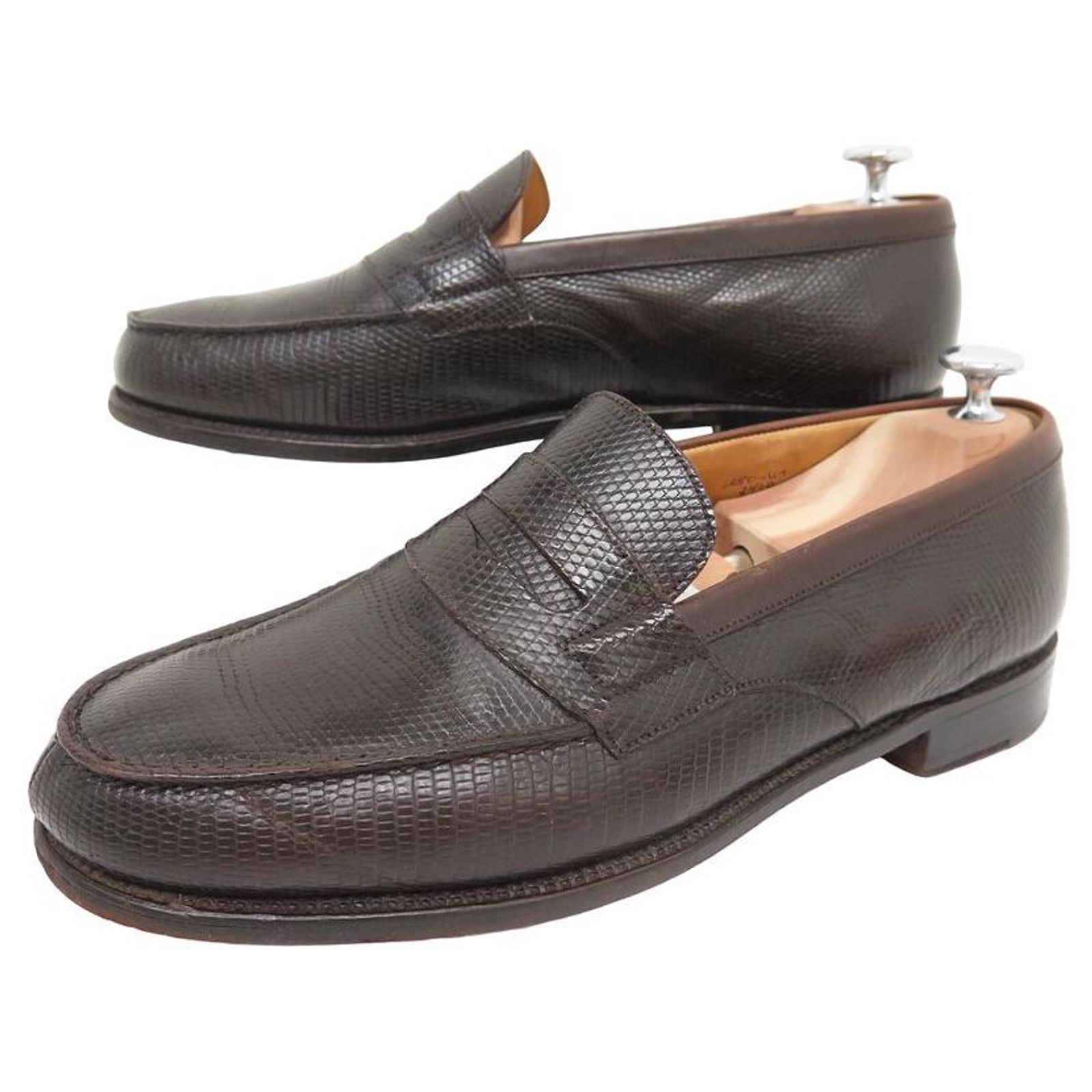 JM WESTON LOAFERS 180 7.5D 41.5 BRAUNE EIDECHSENLEDERSCHUHE 