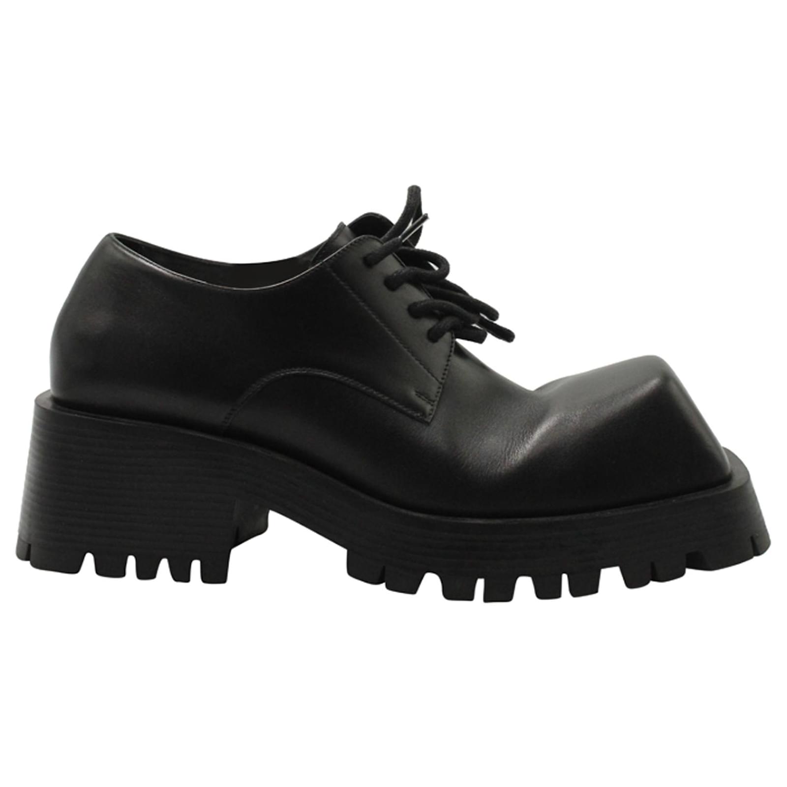 Everyday Balenciaga Trooper Derby-Schuhe aus schwarzem Leder ref 