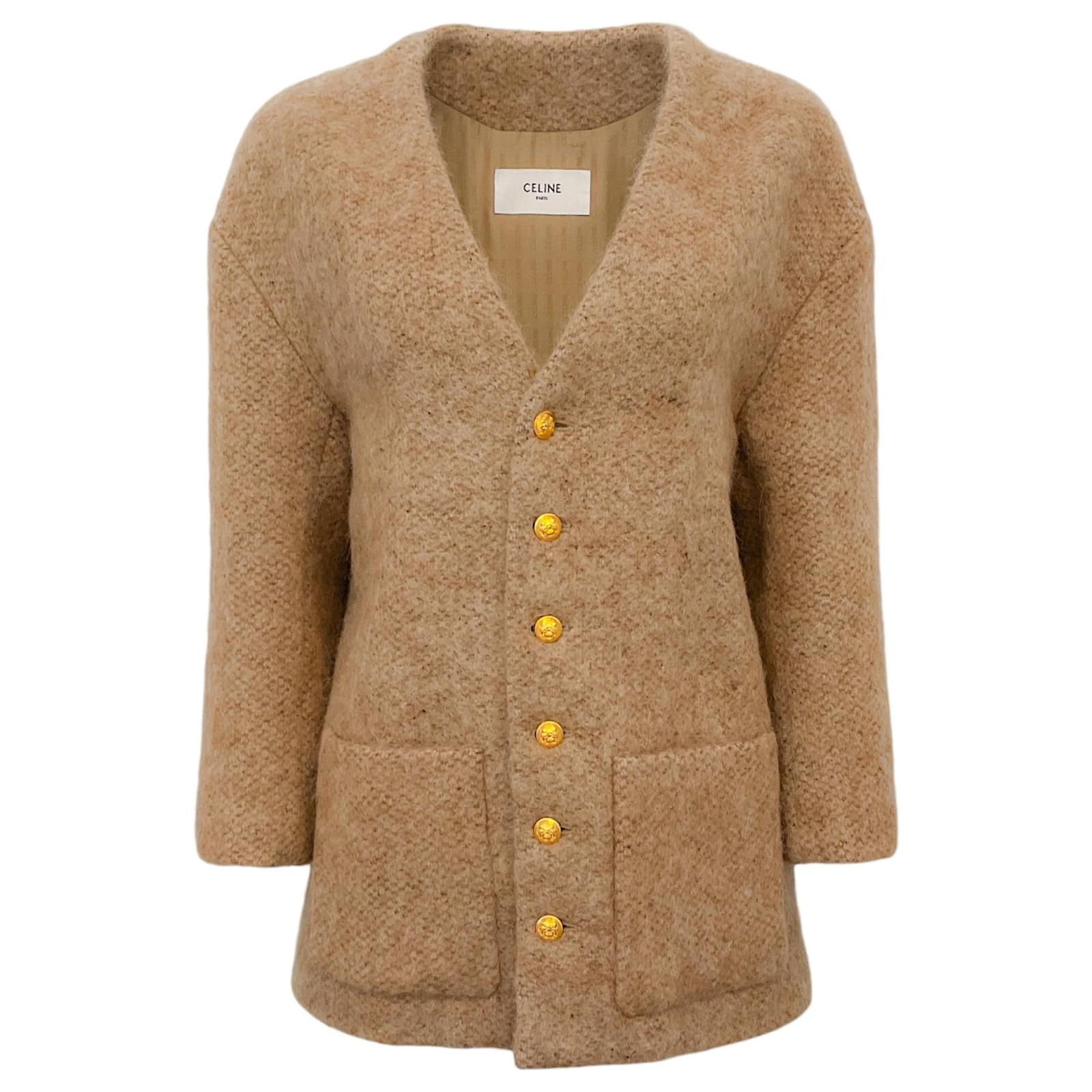 Céline Celine Beige Mohair Jacket with Gold Buttons Wool ref