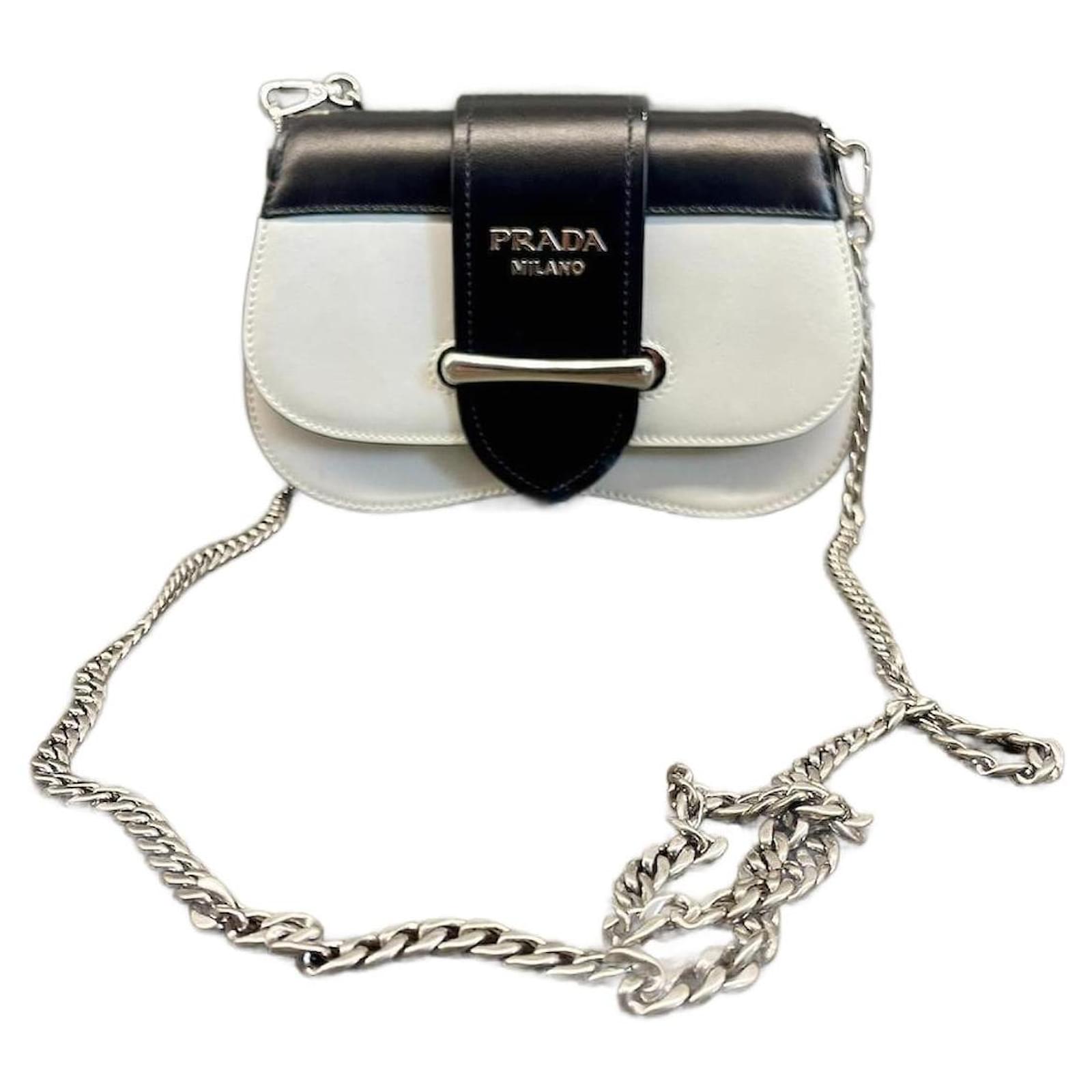 Sac Prada Sidonie Cuir Noir Blanc Joli Closet