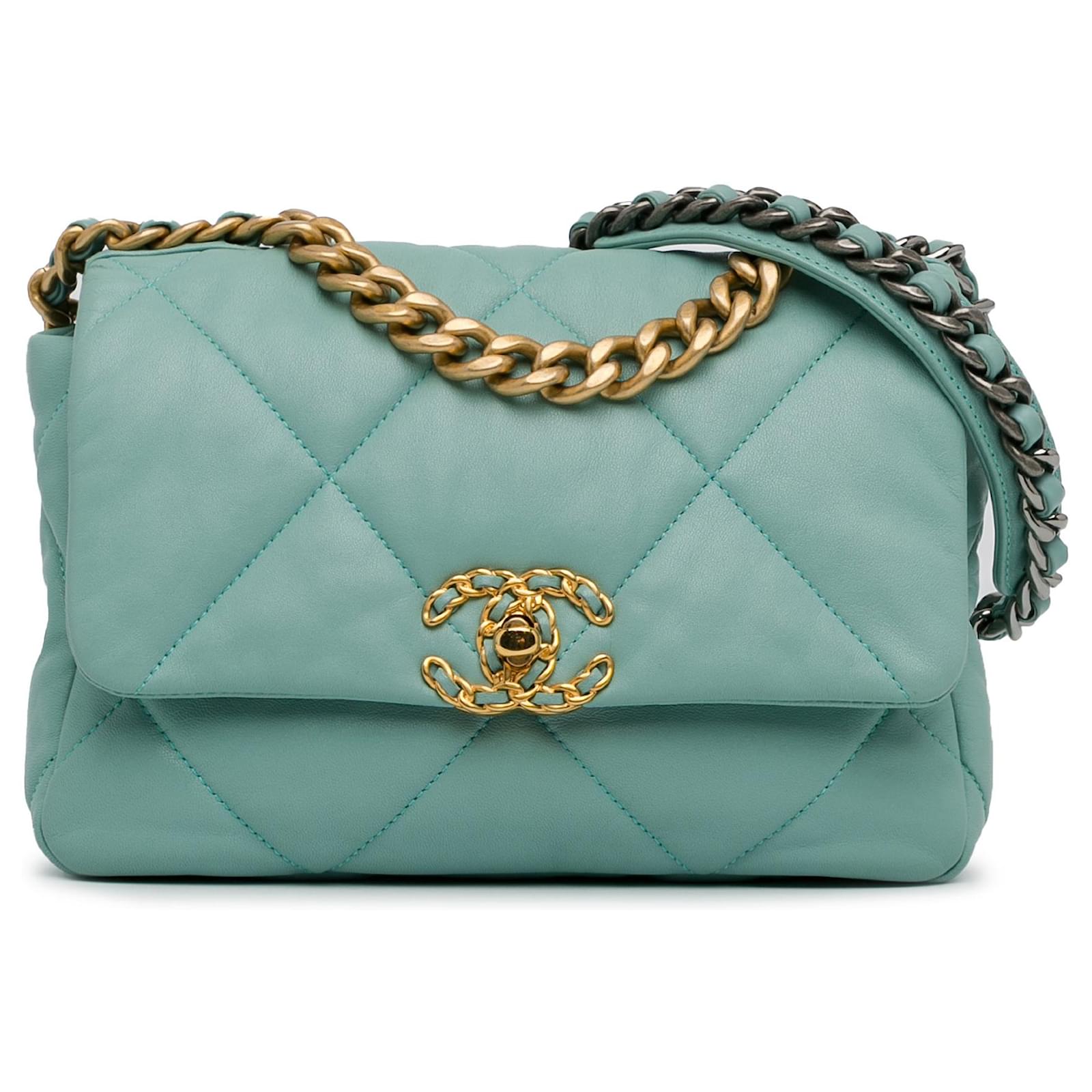 Chanel Blue Medium Lambskin 19 Flap Turquoise Leather ref.1410983 ...