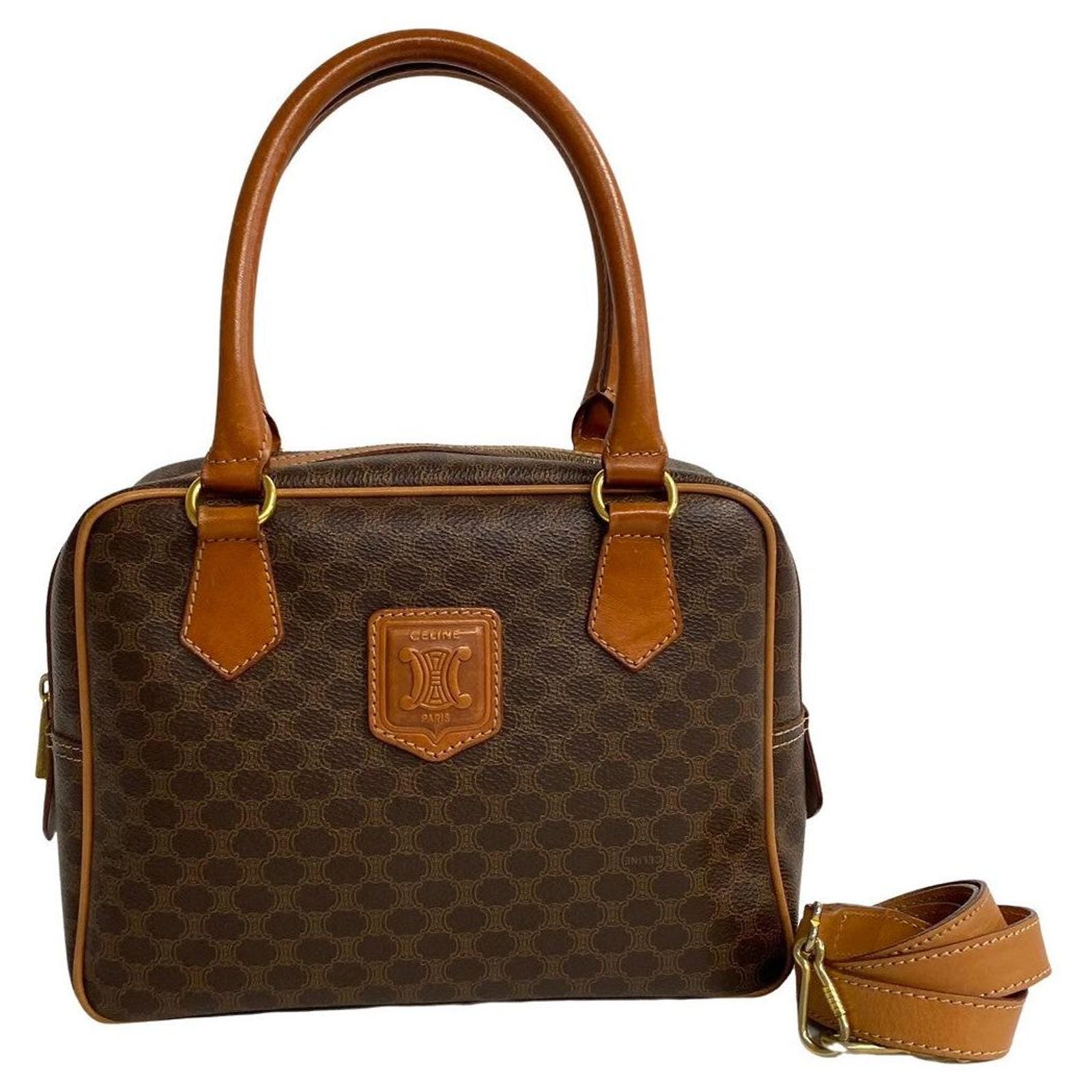 Céline Celine Macadam Mini Boston Bag Leather Crossbody Bag 32144 