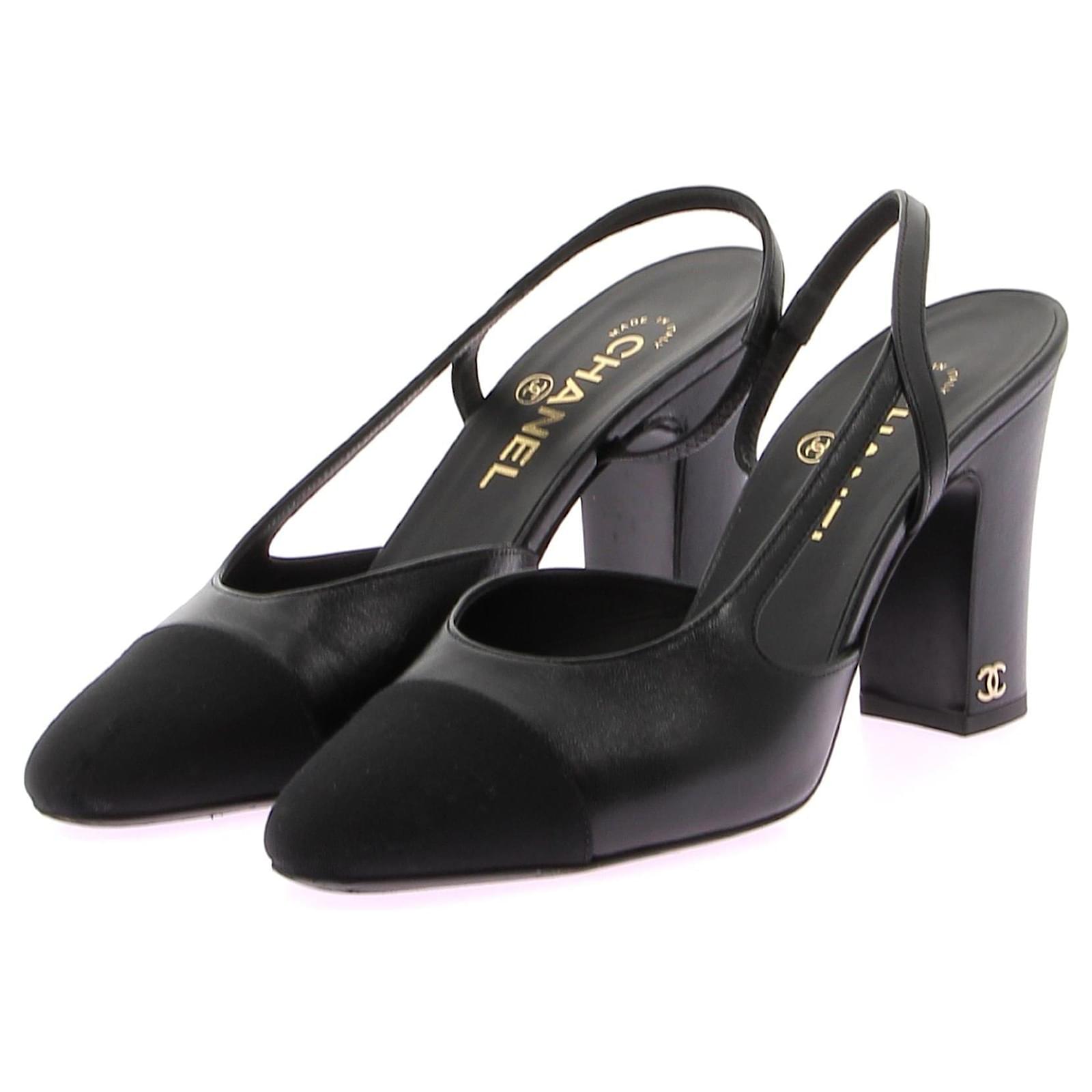 CHANEL Heels T.eu 38 leather Black ref.1411994 - Joli Closet
