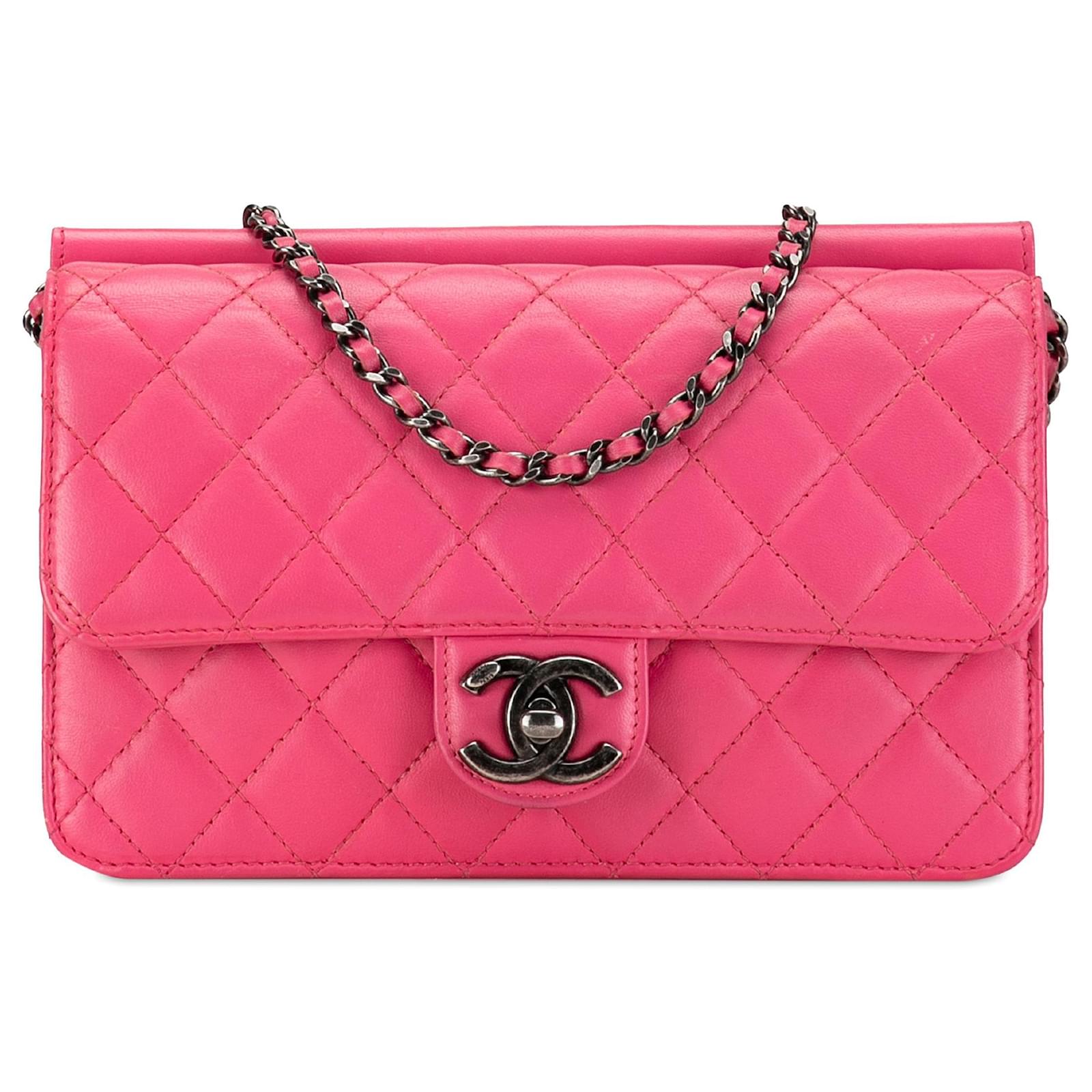 Pink Chanel Medium Lambskin Crossing Times Flap Crossbody Bag