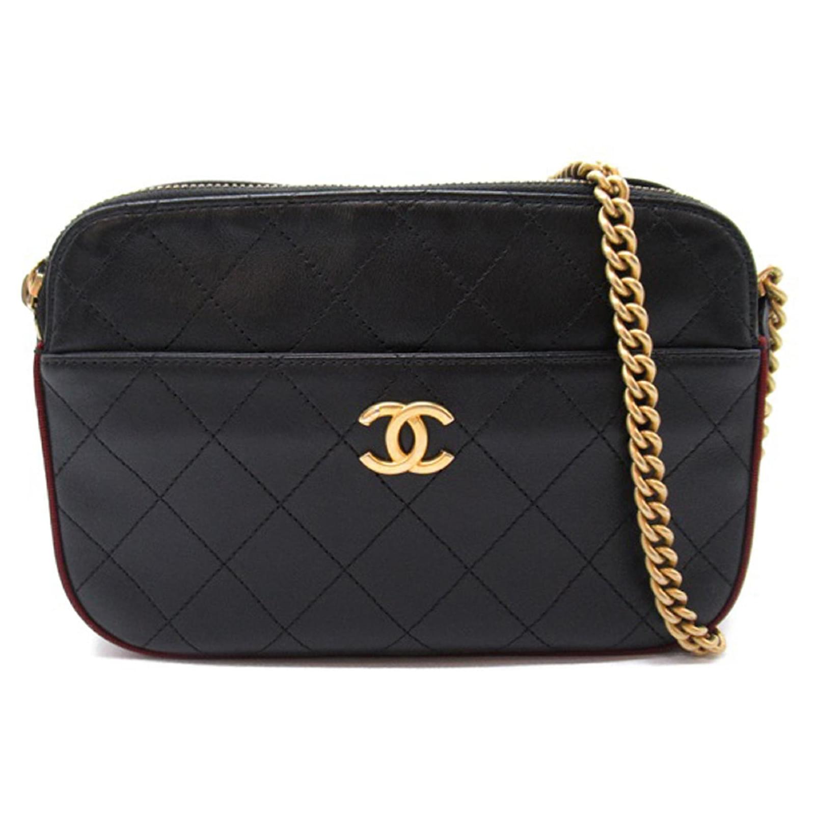 Black Chanel calf leather Grosgrain Stitched Button Up Camera Case Crossbody Bag ref.1413278 Joli Closet