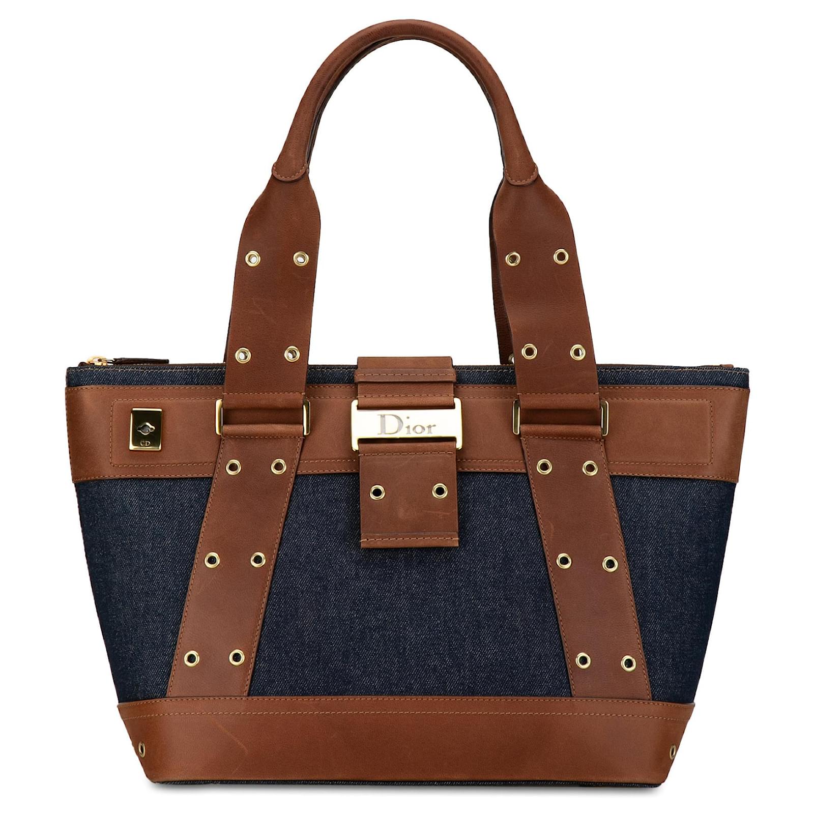 Blue Dior Denim Street Chic Tote Leather Joli Closet