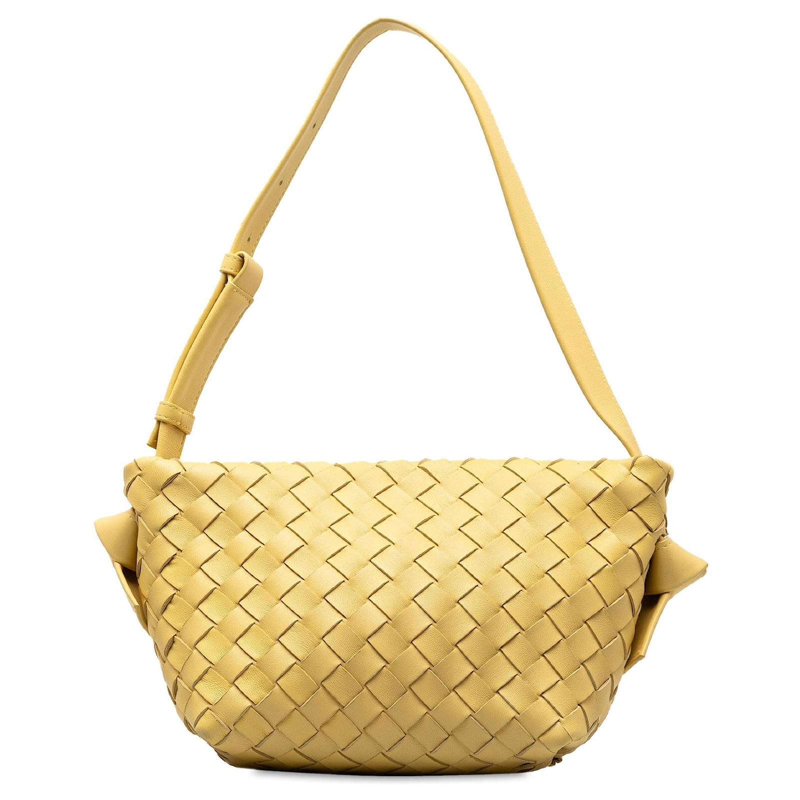 Yellow Bottega Veneta Intrecciato Tie Shoulder Bag Leather