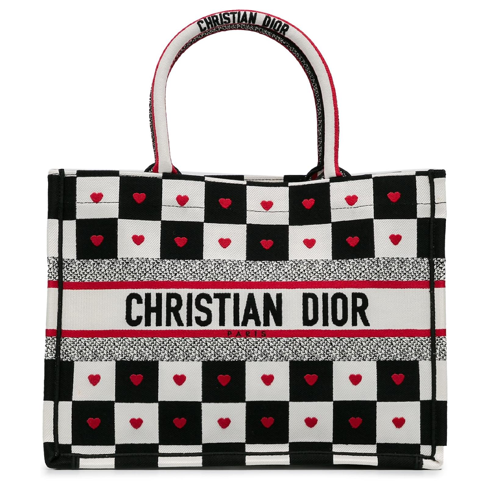 Dior White Medium Dioramour D Chess Book Tote Cloth Cloth ref.1415320 Joli Closet