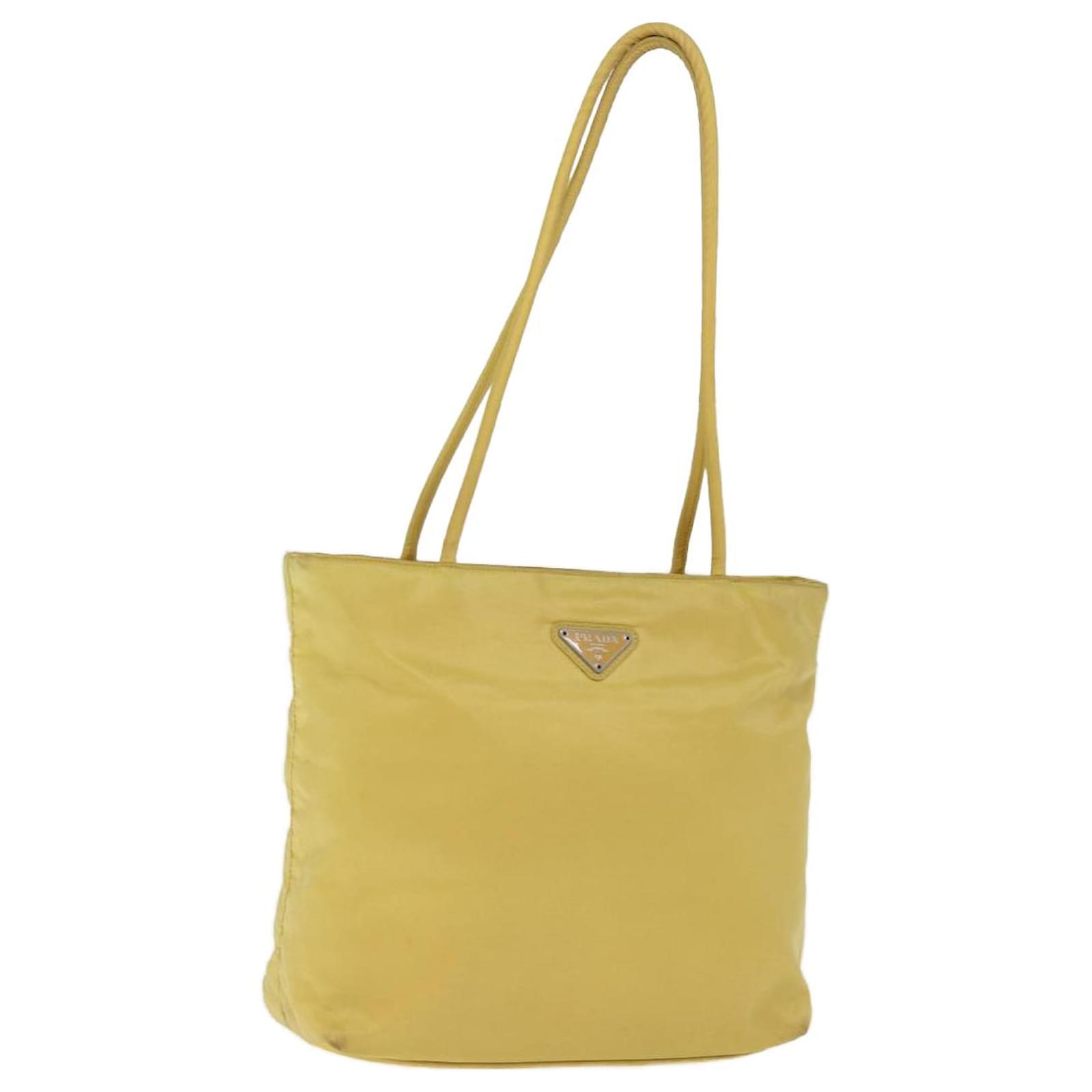 PRADA / Nylon Shoulder Bag Yellow/トートバッグ/ナイロン/YLW/汚れ