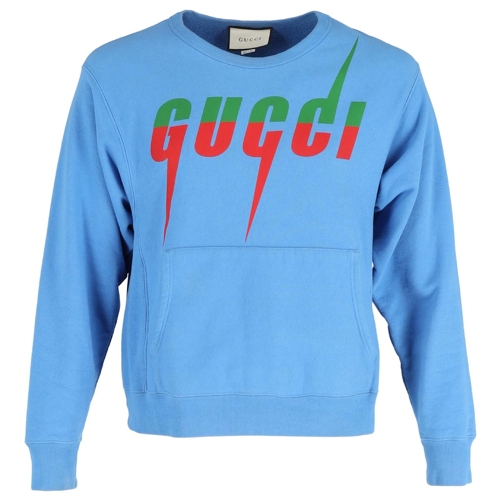 Sudadera Gucci Blade con logo estampado en algodón azul Azul claro