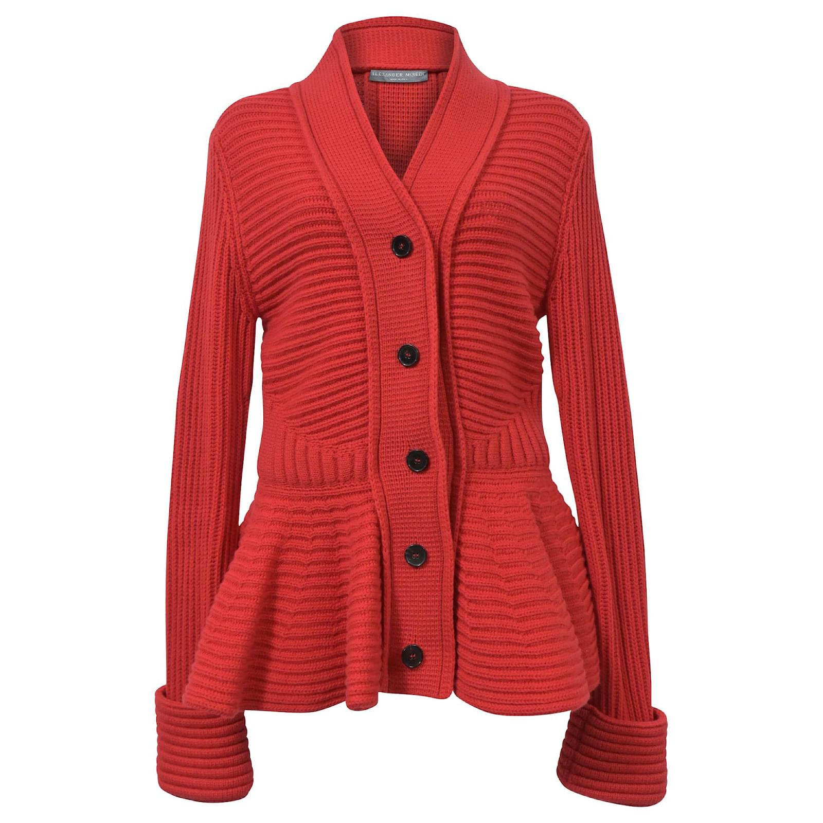 Knitwear Alexander Mcqueen Peplum Cardigan Alexander McQueen White