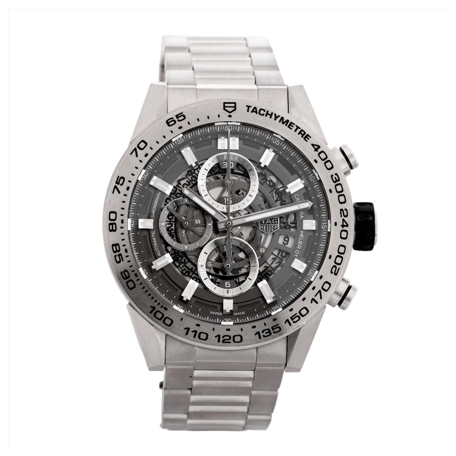 TAG HEUER Carrera Calibre Heuer 01 car2A8A.BF0707 SS TI AT Skeleton Face 45mm WAM6987 Grey Steel ref.1418051 Joli Closet