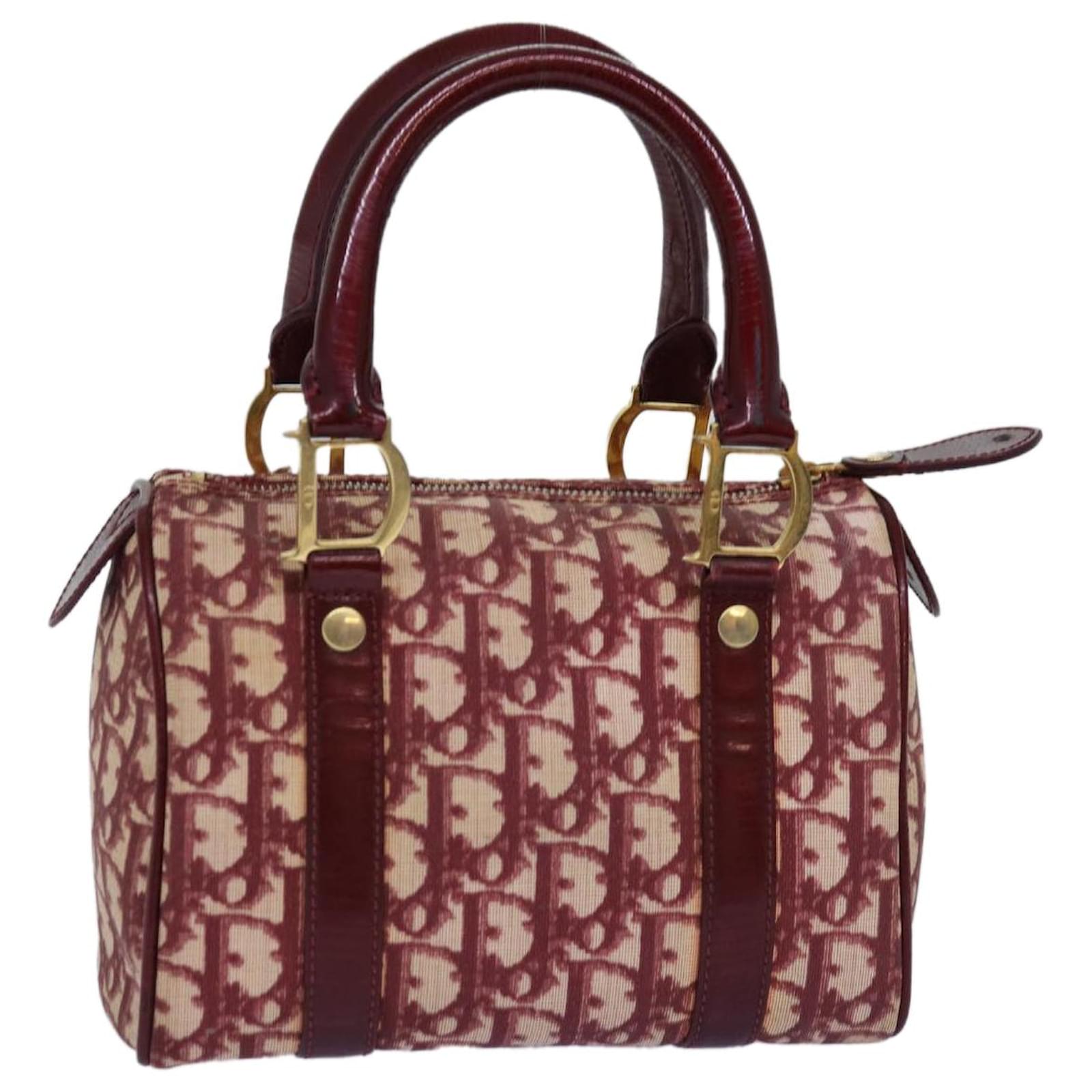 Christian Dior Trotter Canvas Mini Boston Bag Red Auth 76833 Cloth