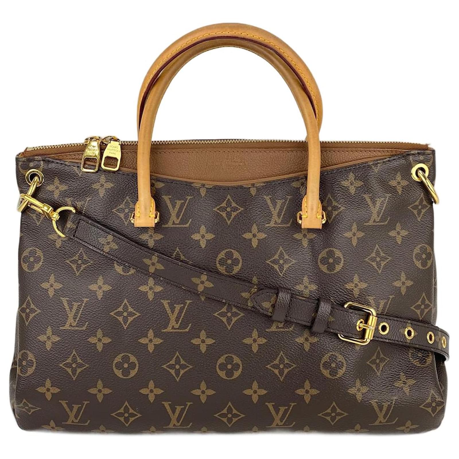 Louis Vuitton Pallas MM Monogram Canvas Brown Leather Tote Shoulder Bag Gebraucht