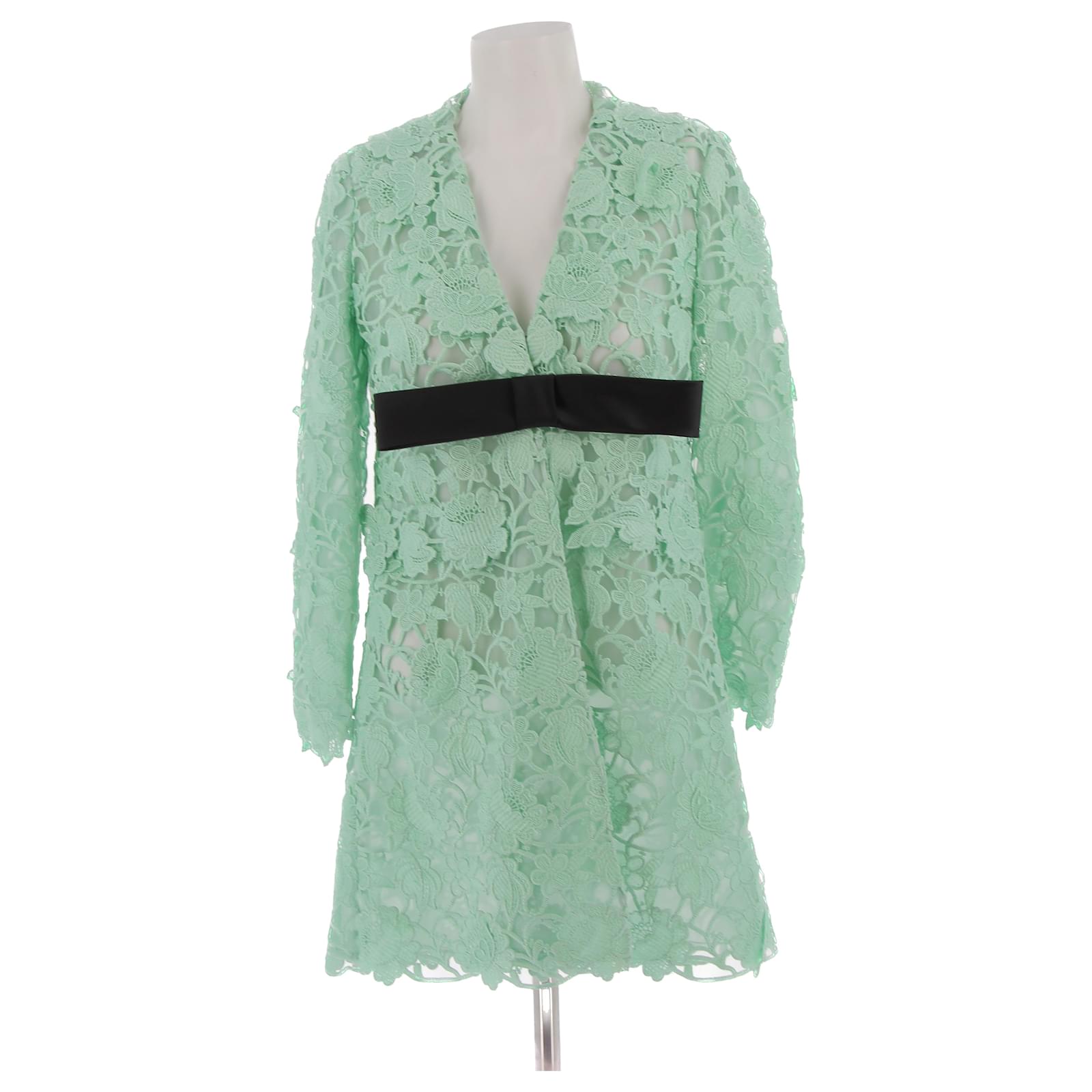 giambattista valli green dress Giambattista Valli Mint Green Lace Long-Sleeve Dress IT 38 (UK 6) RRP –  Sellier main image 1