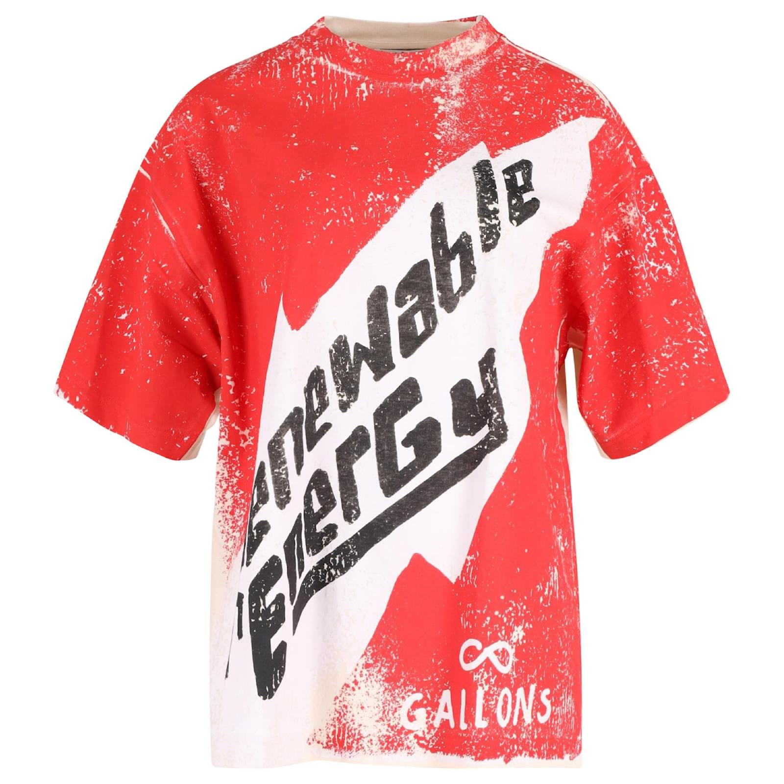 Tシャツ・カットソー ACNE STUDIOS Women Tops AC0553 RED Acne Studios Oversized 'Renewable Energy' T-Shirt in Red