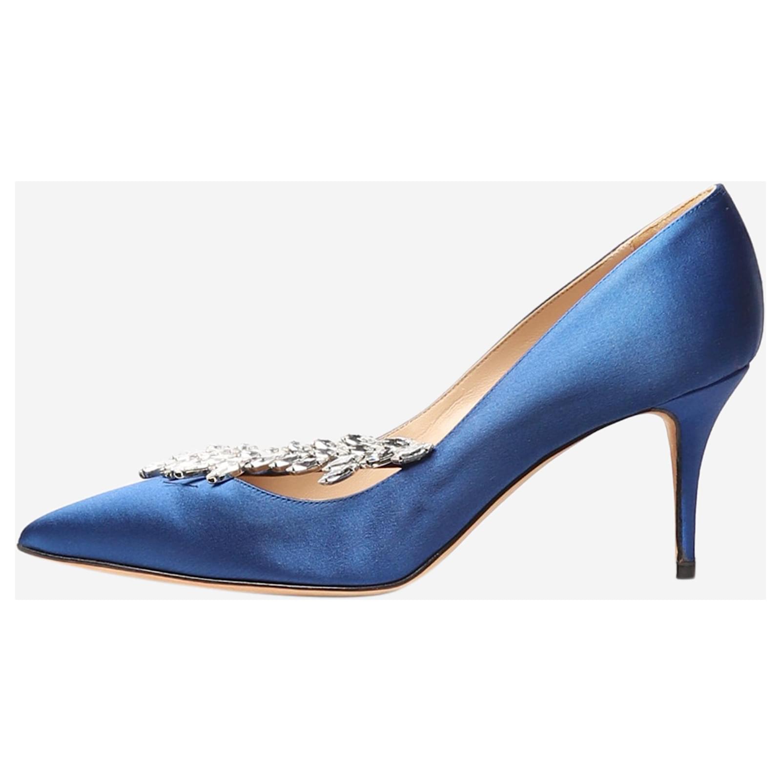 Manolo Blahnik Escarpins Which en satin bleu taille EU 38 ref