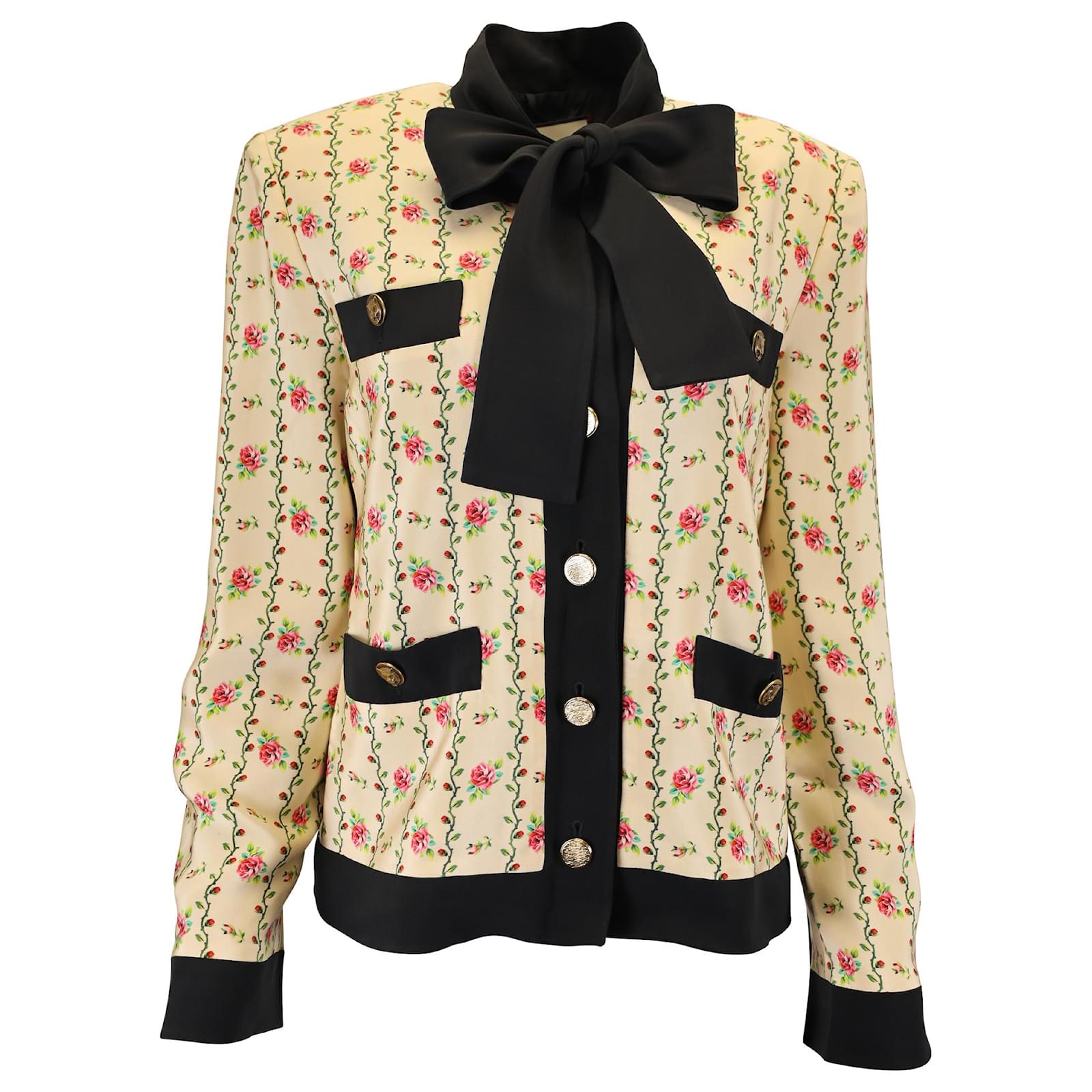GUCCI ローズプリントシルクマロカインジャケット GUCCI ローズプリントシルクマロカインジャケット