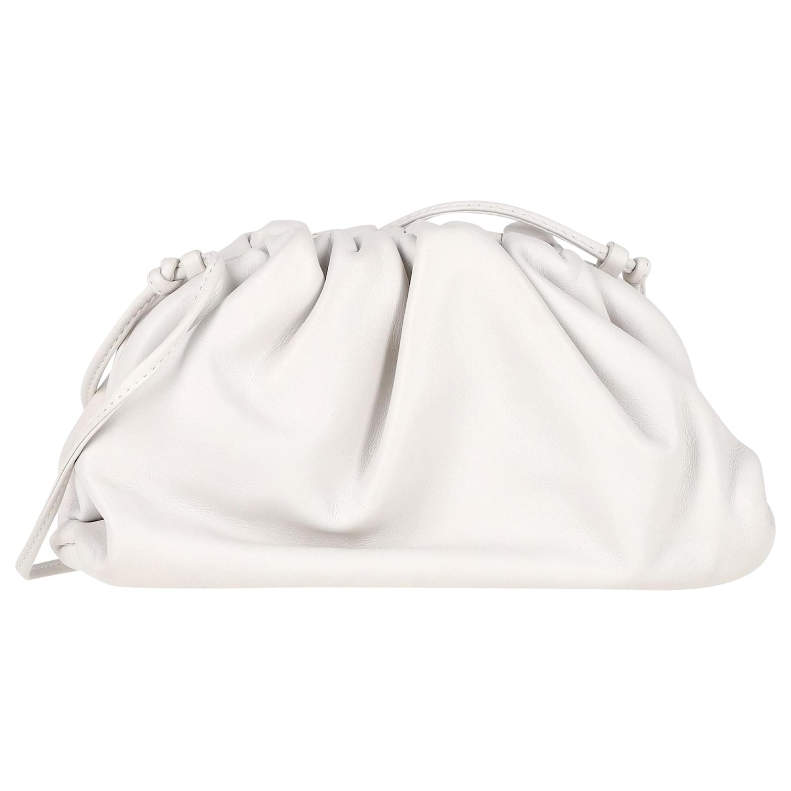 Bottega Veneta Mini Pouch in White Calfskin Leather Cream