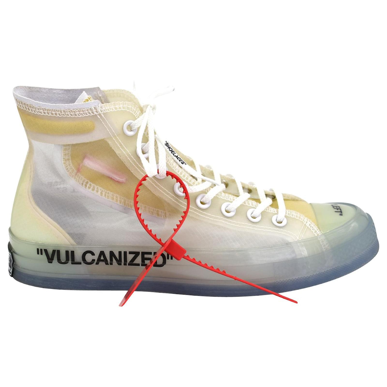 Off White Baskets montantes Off White x Converse Chuck 70 Vulcanized en textile synthetique blanc transparent ref.1423396 Joli Closet