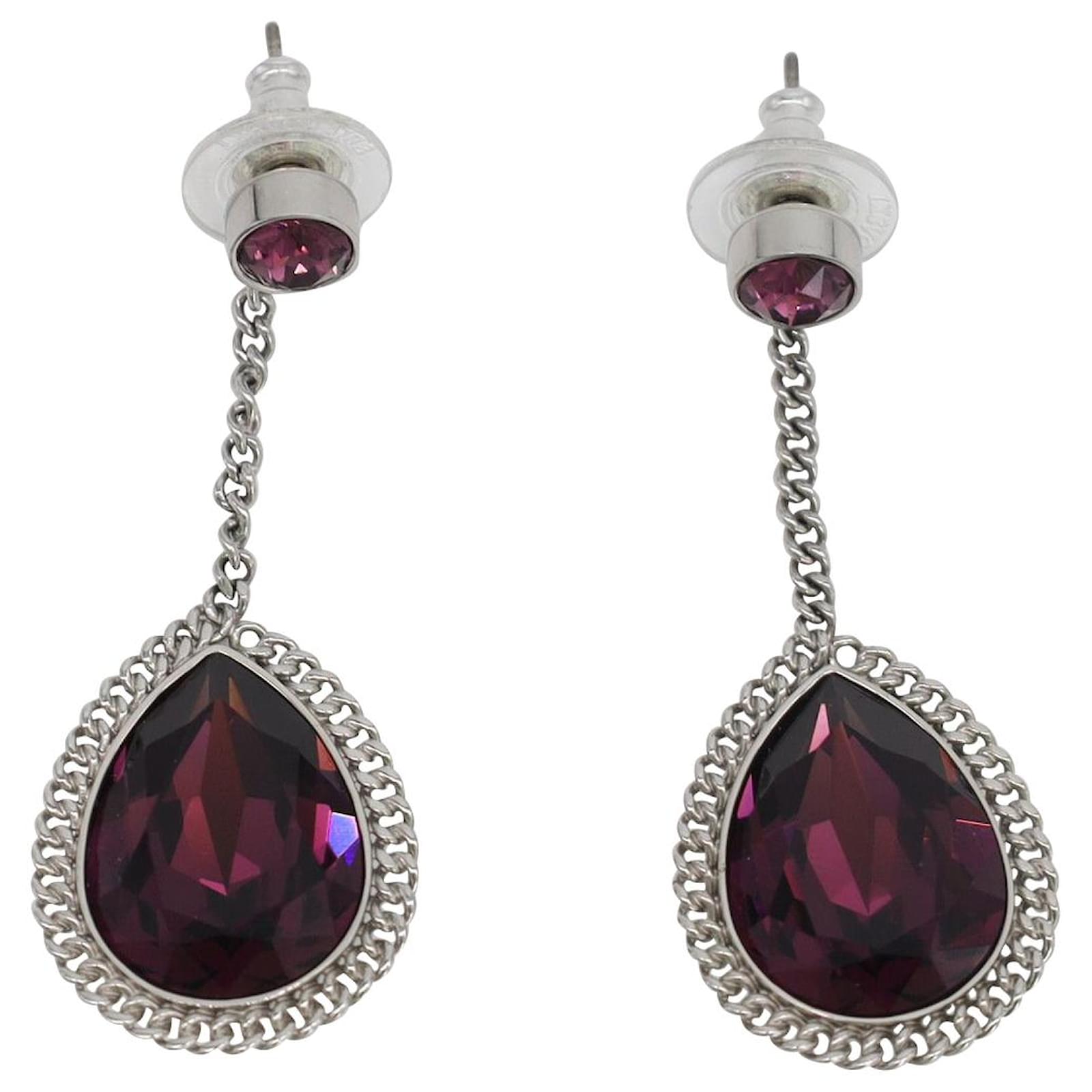Swarovski Smoothly Small Amethyst Earrings in Silver Metal Swarovski Smoothly Small Amethyst Earrings in Silver Metal