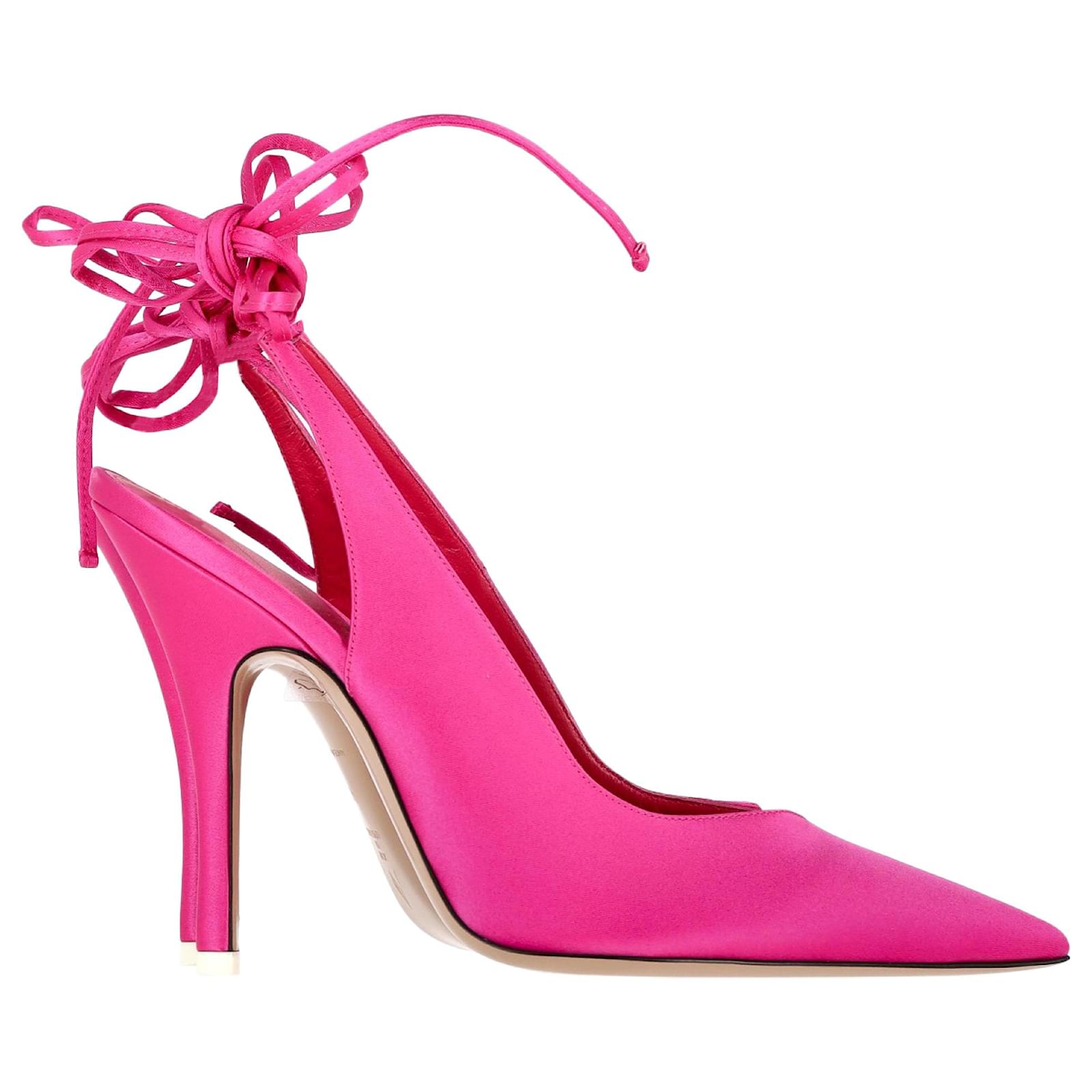 The Attico Venus Slingback Heels in Pink Satin Brown ref