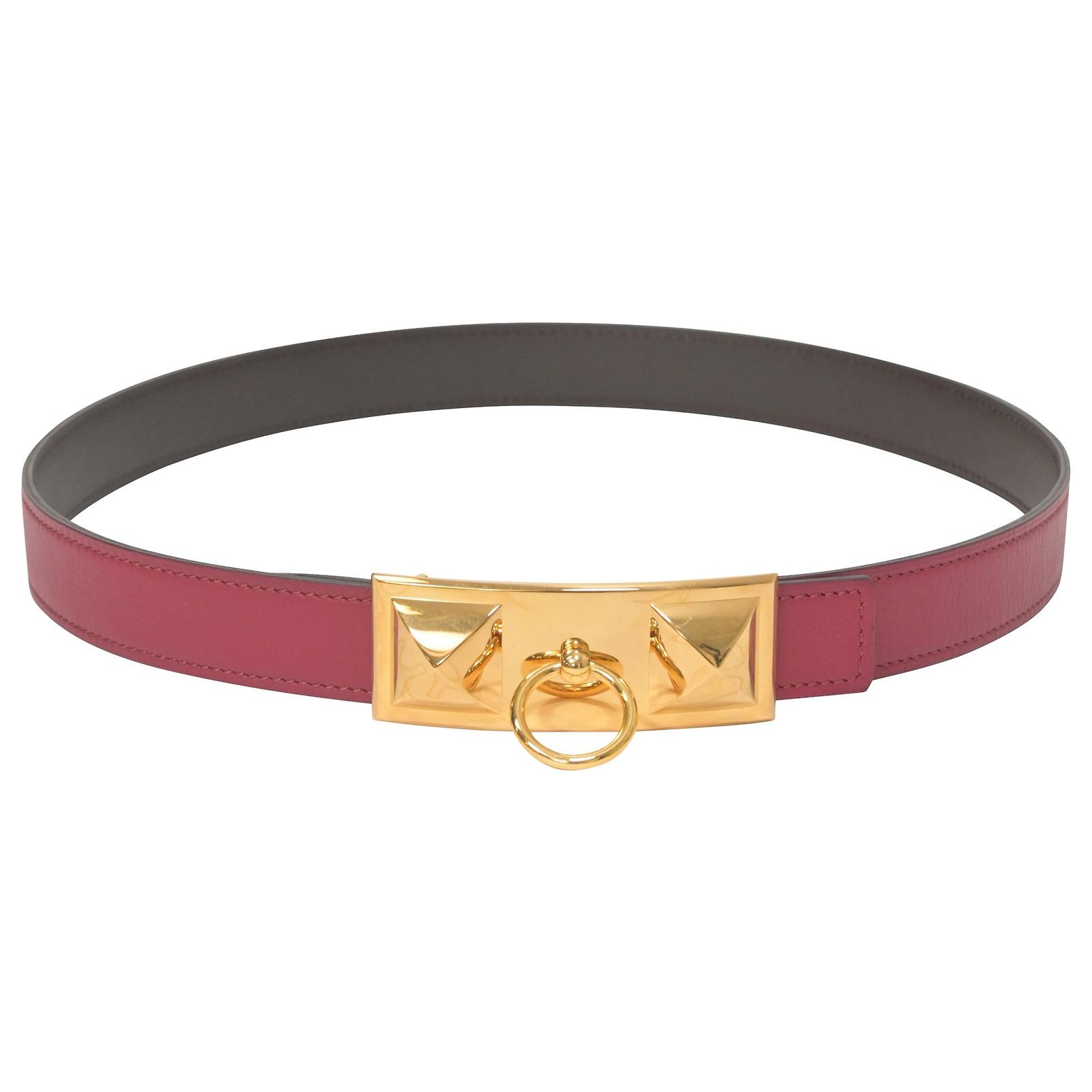 Hermes belt in red/burgundy leather HERMÈS burgundy leather belt perfect condition about... | Depop main image 4