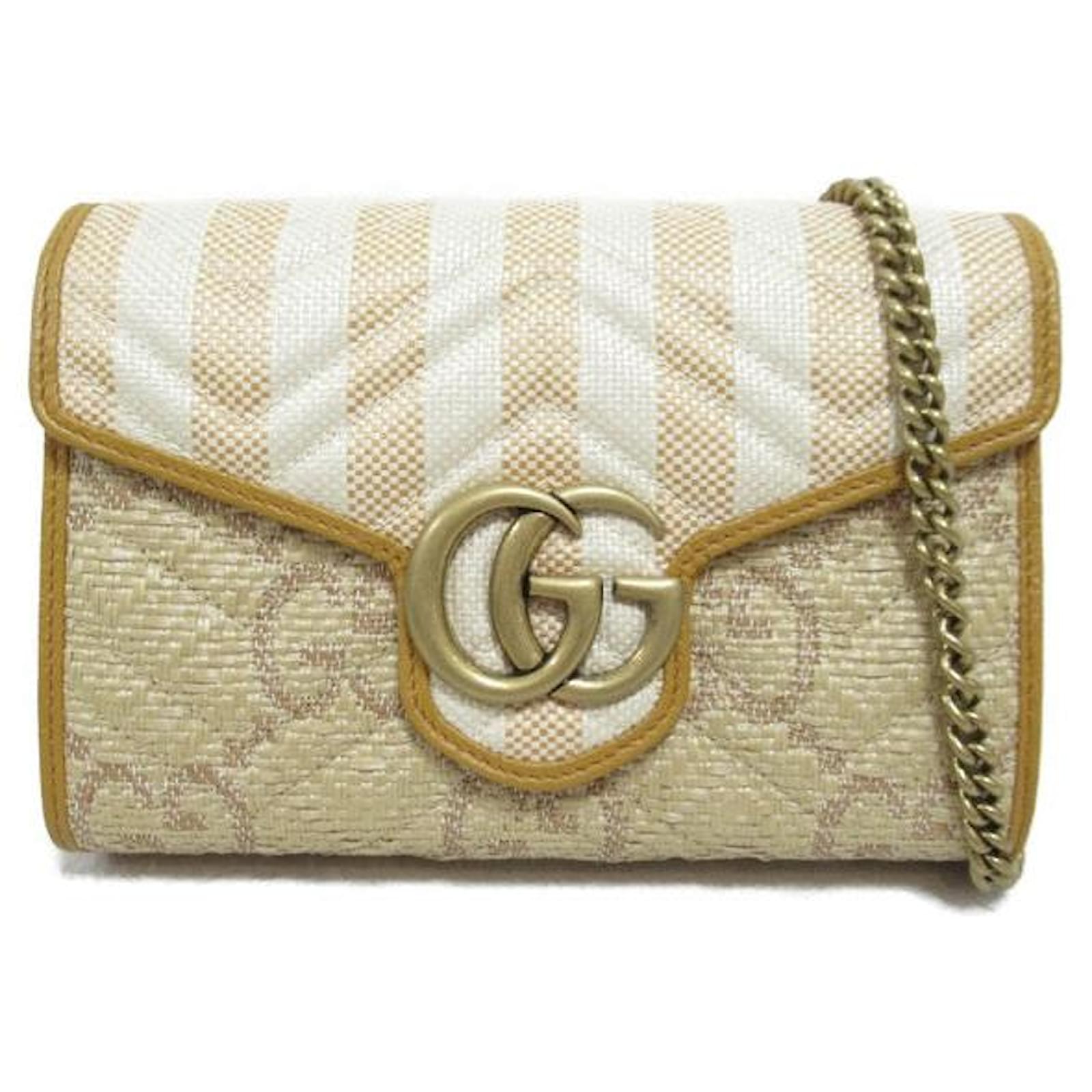 Gucci GG Raffia Marmont Umhangetasche Umhangetasche aus Naturmaterial 475000 0 in ausgezeichnetem Zustand Braun ref.1424354 Joli Closet