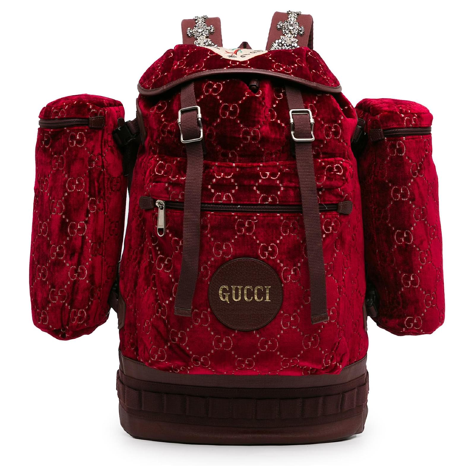 Gucci Red Large GG Velvet Heart Alpina Backpack Cloth ref
