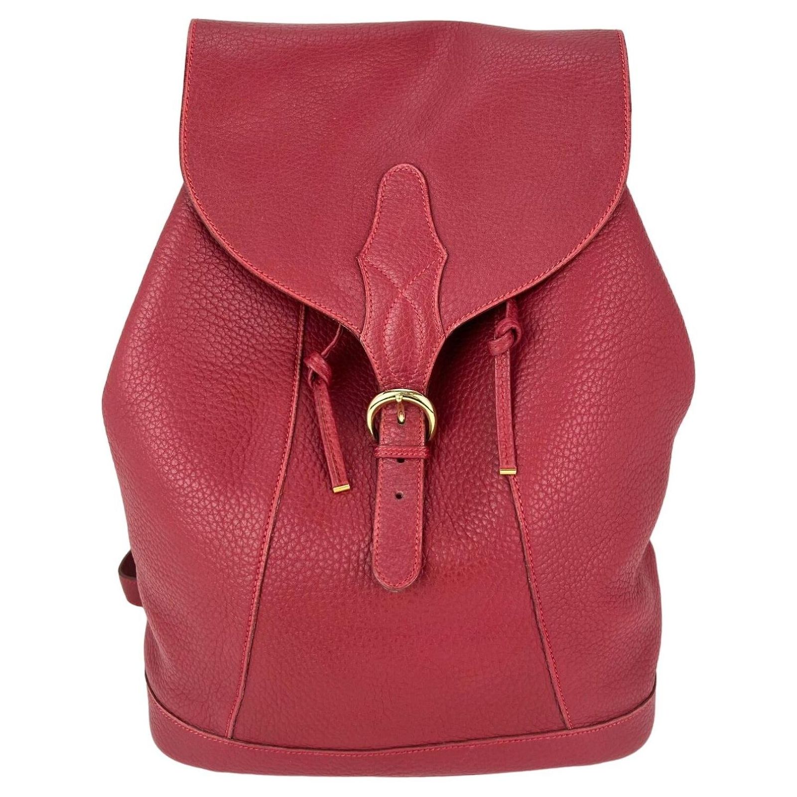 Sac à Dos Femme Vintage En Simili Cuir Rouge - Fermeture Zip Et Détails Cloutés - Neuf Avec étiquettes