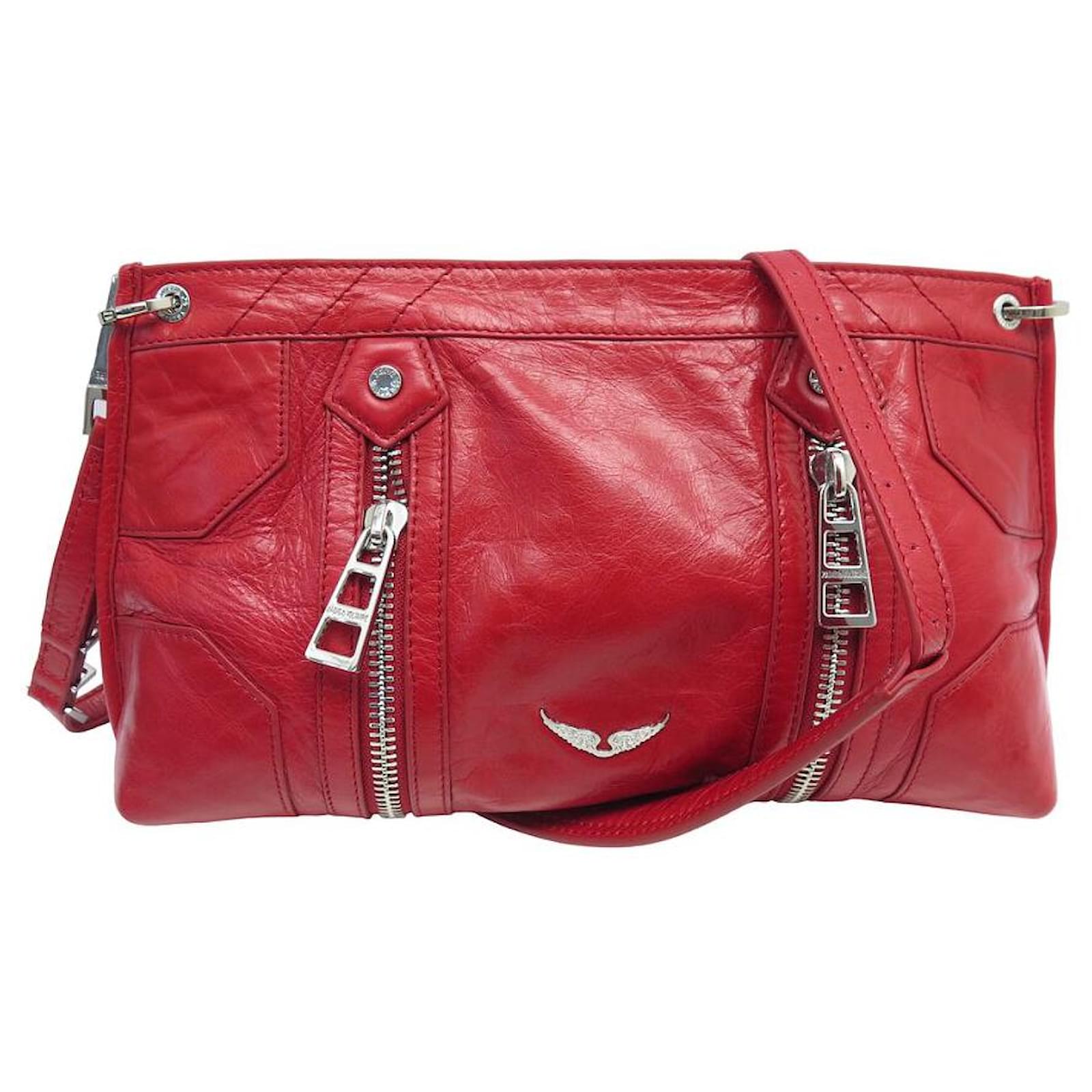 NEUF SAC A MAIN ZADIG VOLTAIRE SUNNY MOODY LWBA02495 CUIR ROUGE