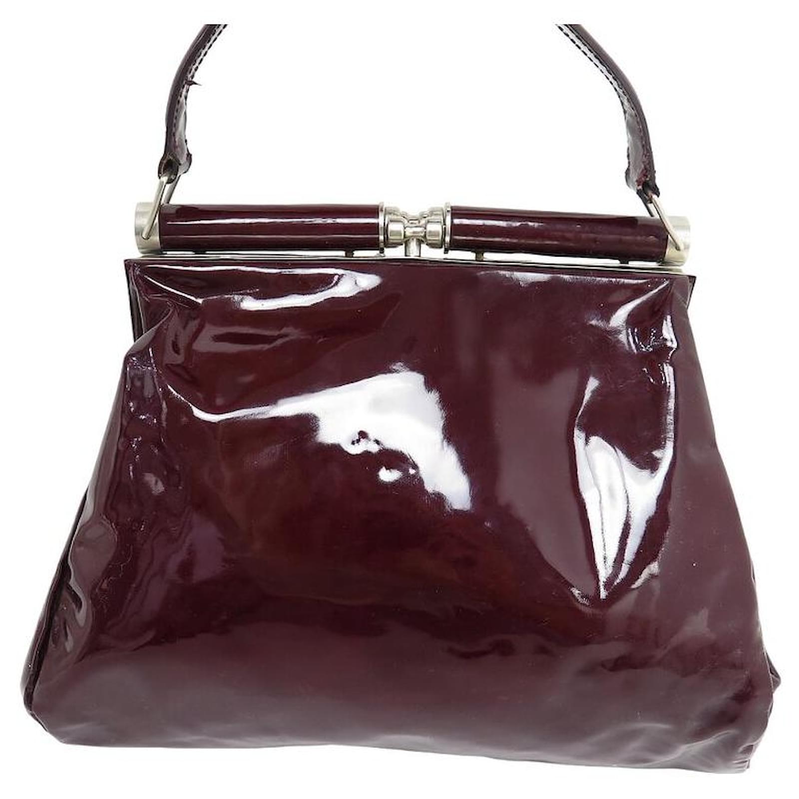 SONIA RYKIEL CABAS BOURSE IN PATENT LEATHER BORDEAUX HAND BAG 