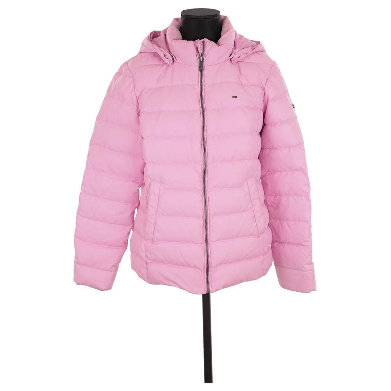 Tommy Jeans Womens Pink Puffer Coat Pink Puffer Ladies Tommy