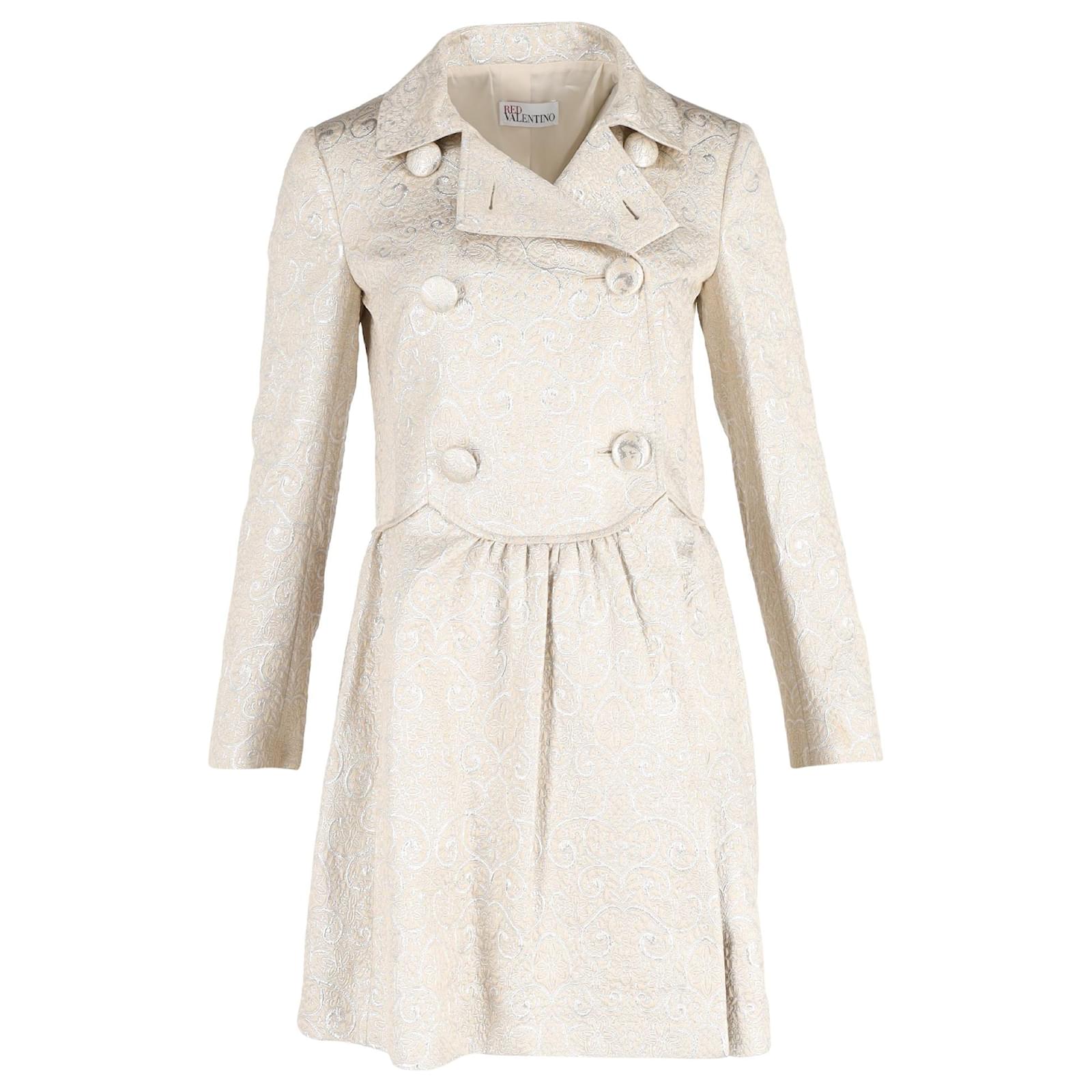 RED Valentino Double Breasted Coat Dress in Cream Wool White ref