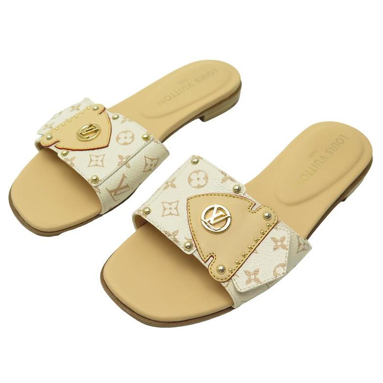 NEUF CHAUSSURES LOUIS VUITTON MULES PLATE LV FRAME MONOGRAM 1ACXIG - Main Image