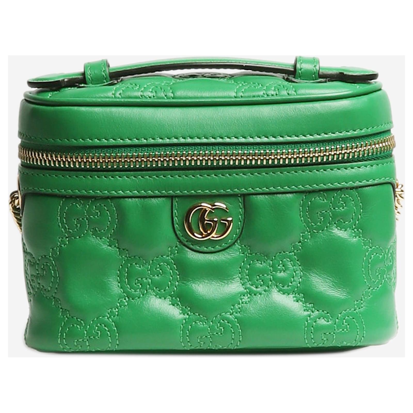 Gucci Green GG Matelasse top handle mini bag Leather ref.1429183