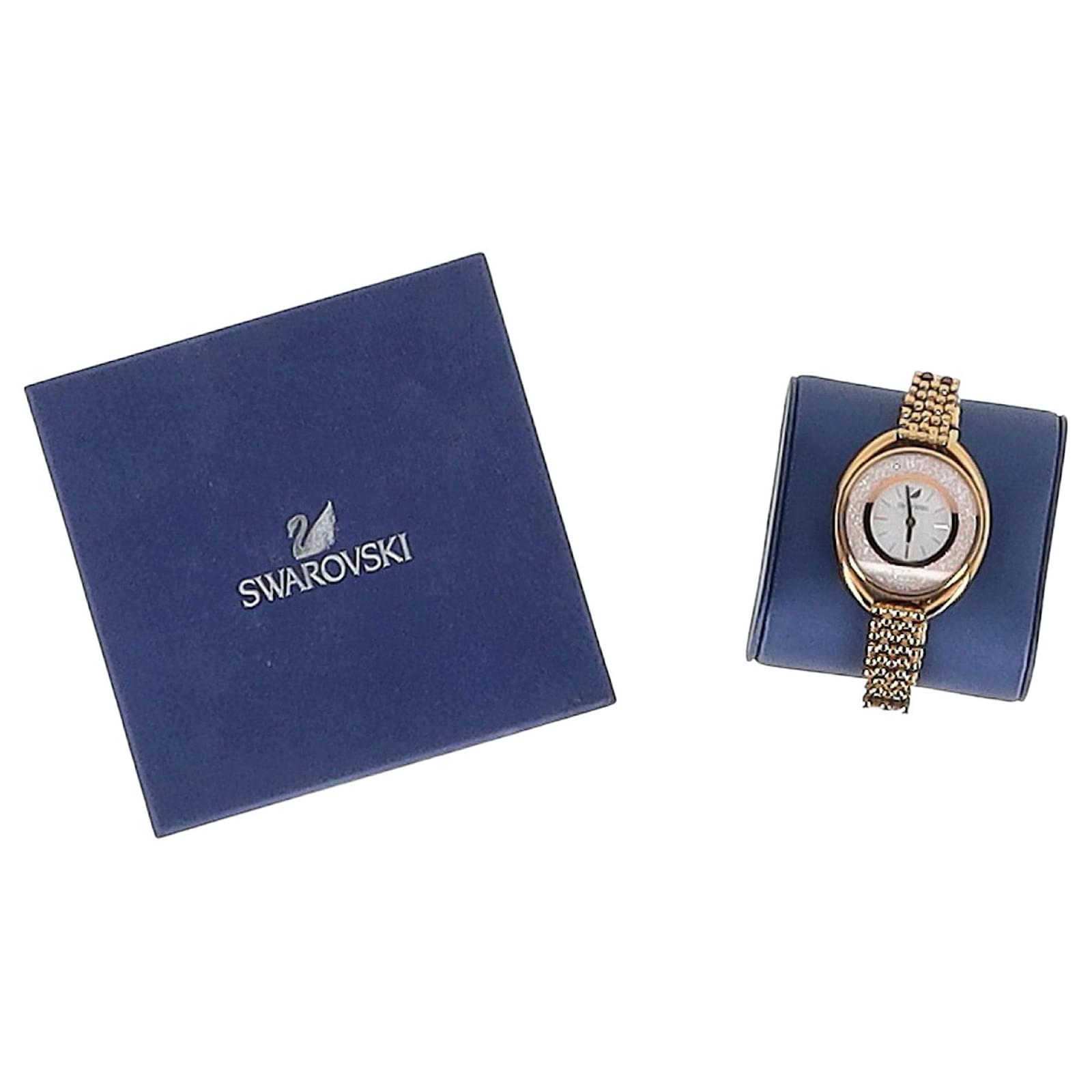 Swarovski Crystalline Oval Watch in Rose Gold Metal Golden Metallic ref.1429691 Joli Closet