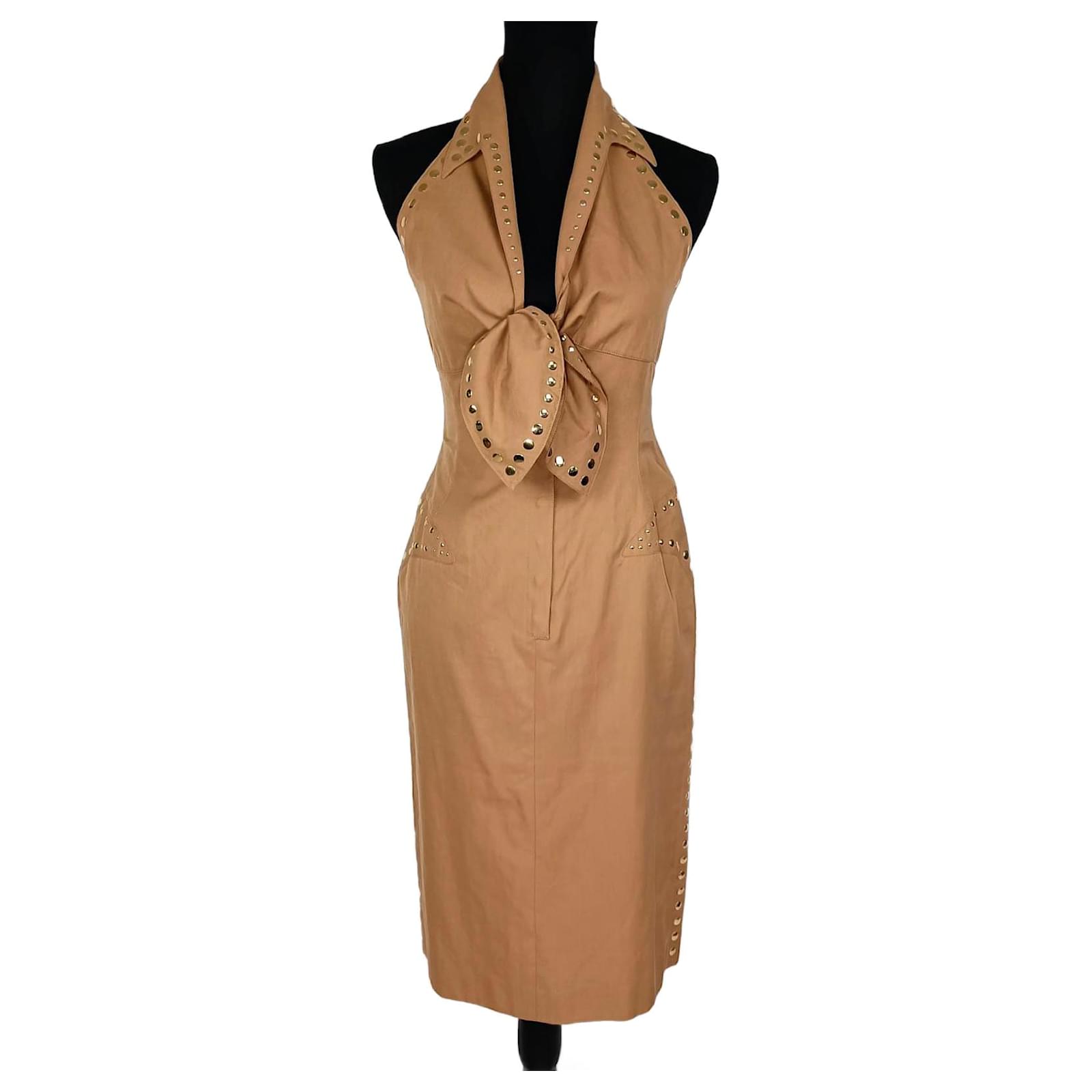 mugler brown dress mocha brown cascade dress main image 1