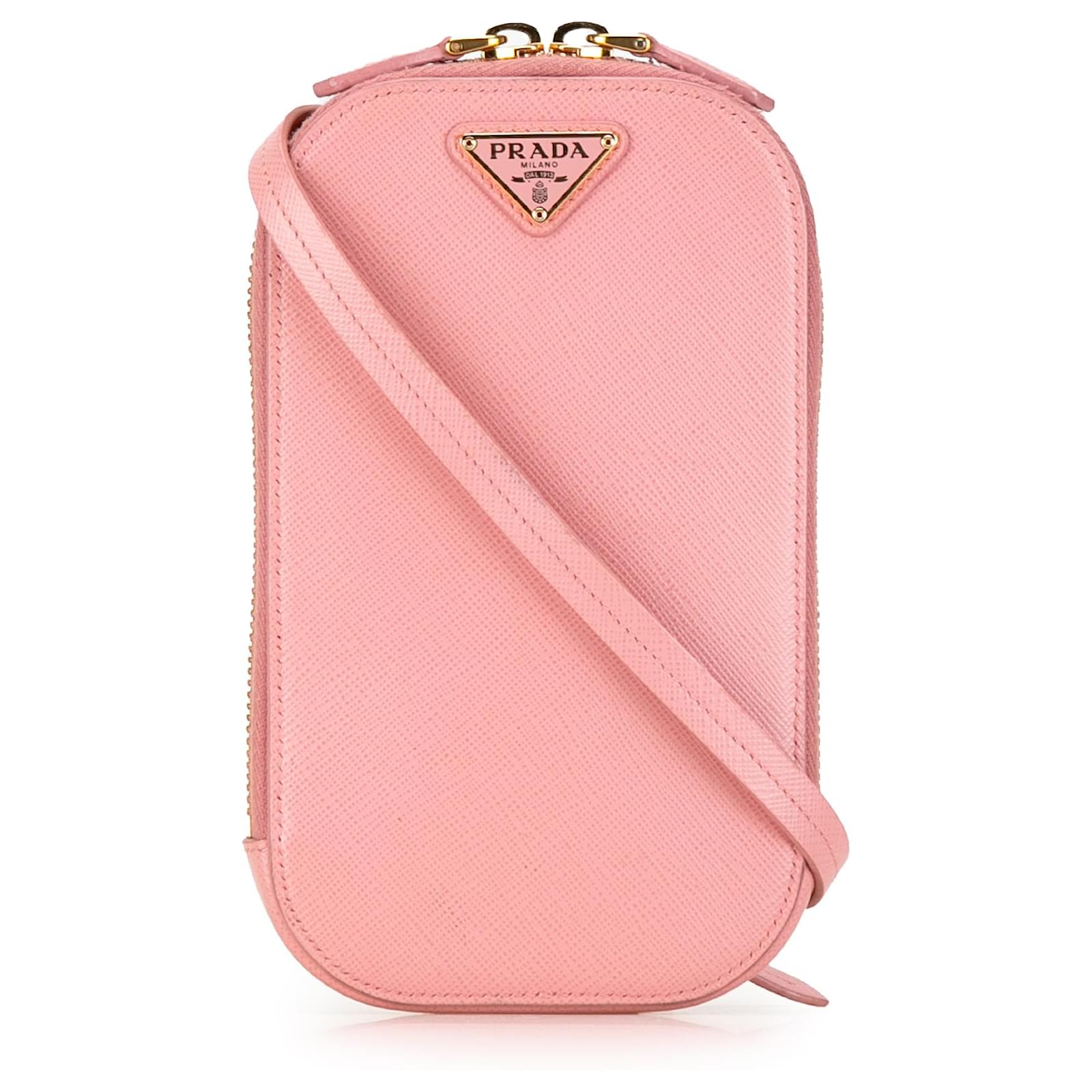 Prada Pink Mini Saffiano Crossbody Phone Pouch Leather ref.1430213 Joli Closet