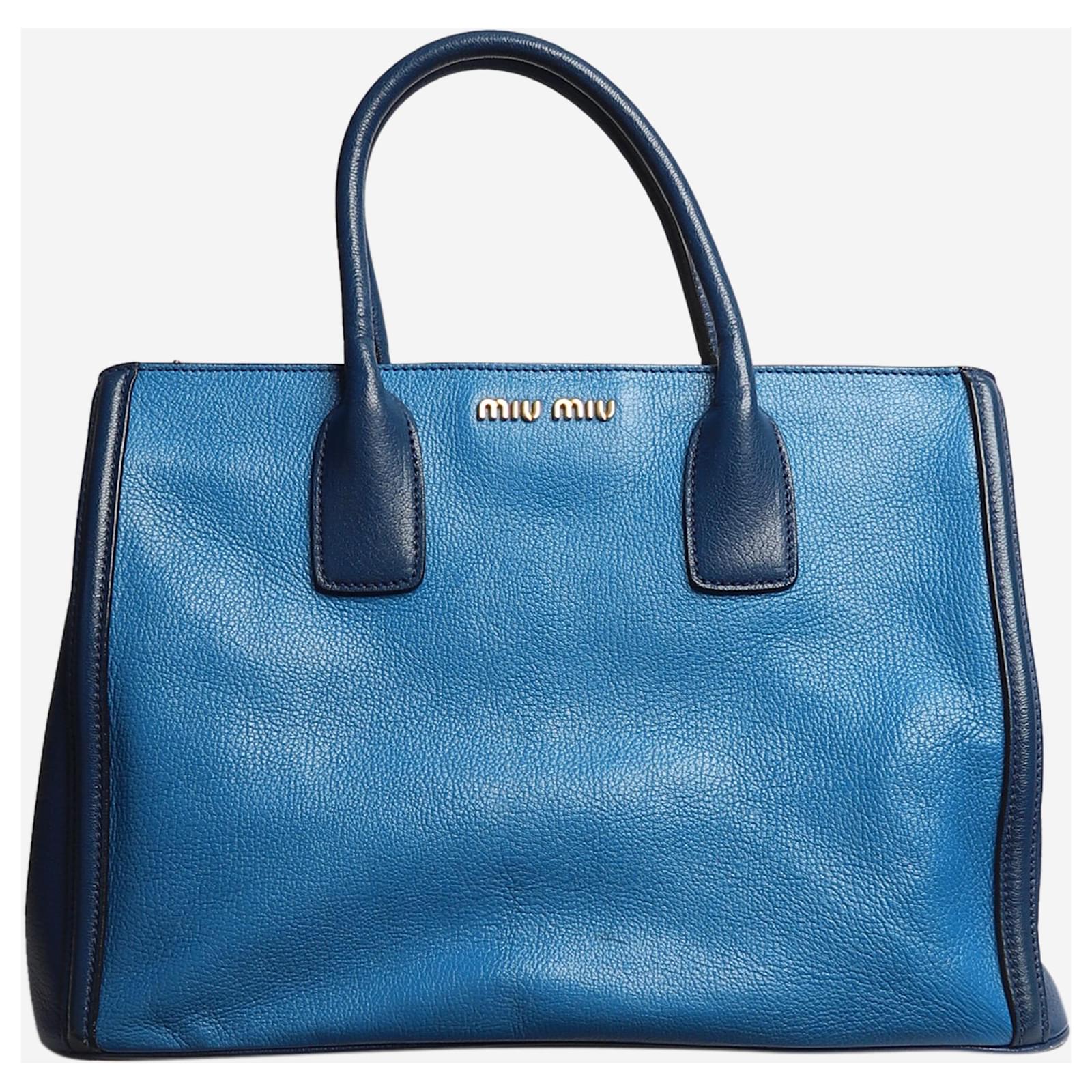 Miu Miu Blue two-tone leather top handle bag ref.1431457 - Joli Closet