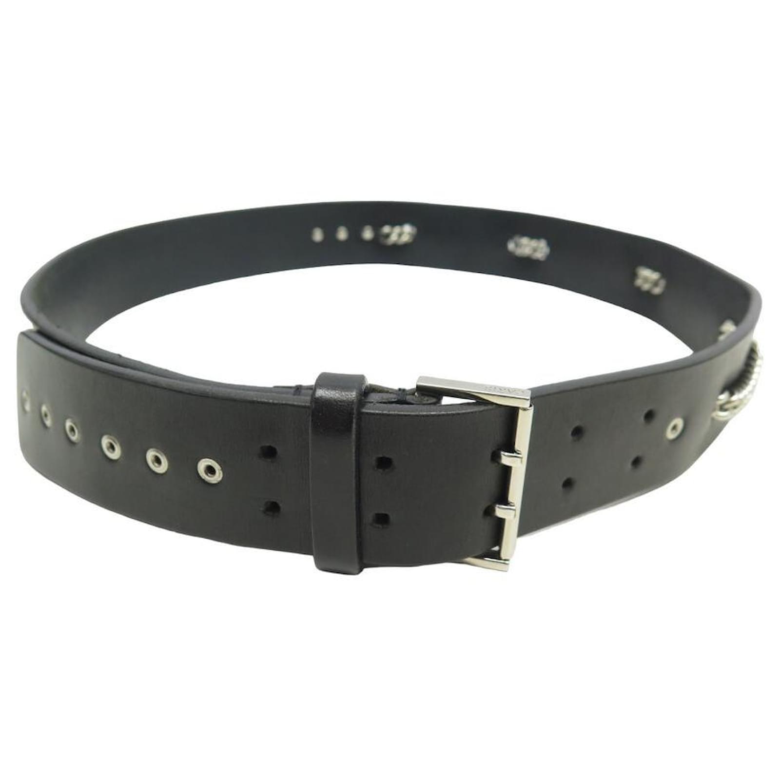 CHRISTIAN DIOR CHAIN BELT 85 IN BLACK LEATHER ref.1432505 - Joli