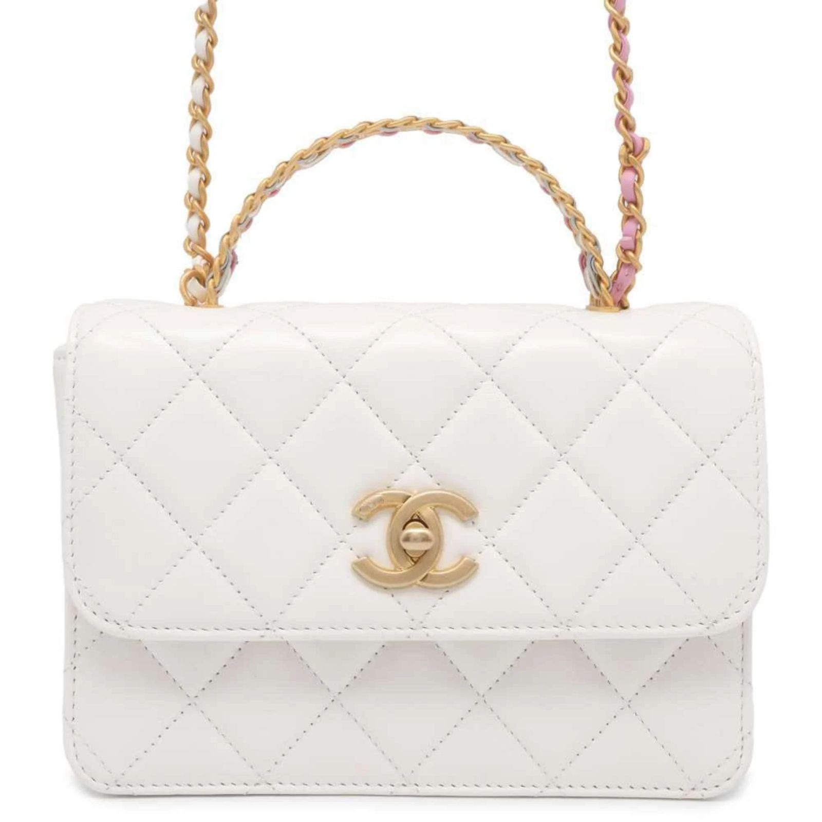 Chanel Chain Shoulder Bag Matelasse Coco Mark AS3886 - White 