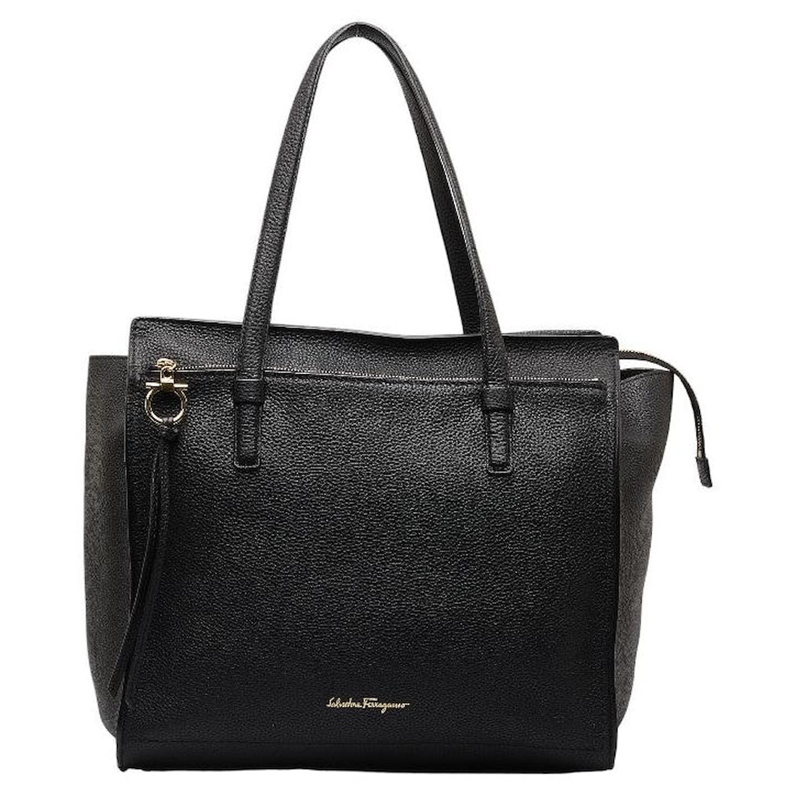 Salvatore Ferragamo Gancini Leder Tote Bag GG 21F215 in sehr gutem Zustand Schwarz ref.1438283 Joli Closet