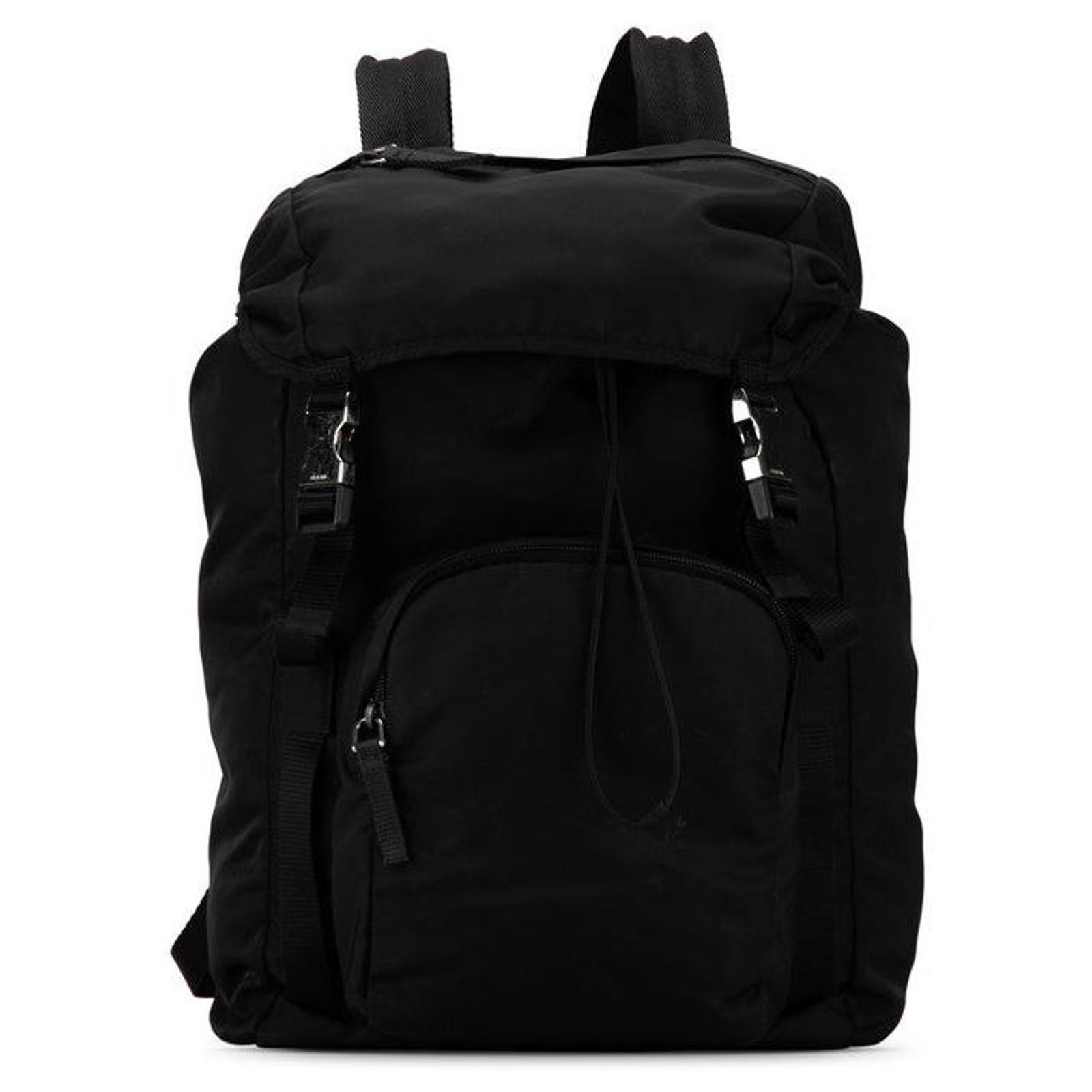 Double Prada Nylon Triangle Logo Plate Backpack V135 in Very Good 