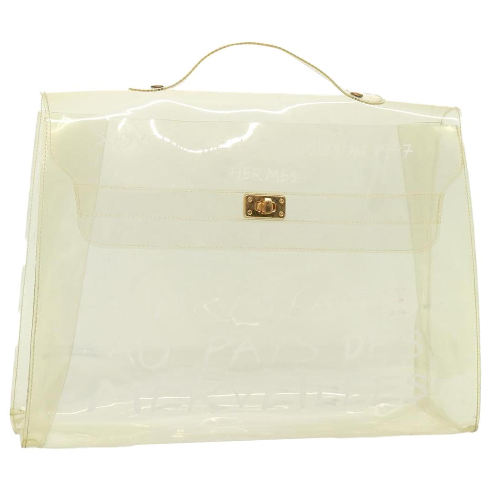 Hermes HERMES Vinyl Kelly Hand Bag Vinyl Clear Auth yk13183 Polyurethane ref.1438998 Joli Closet
