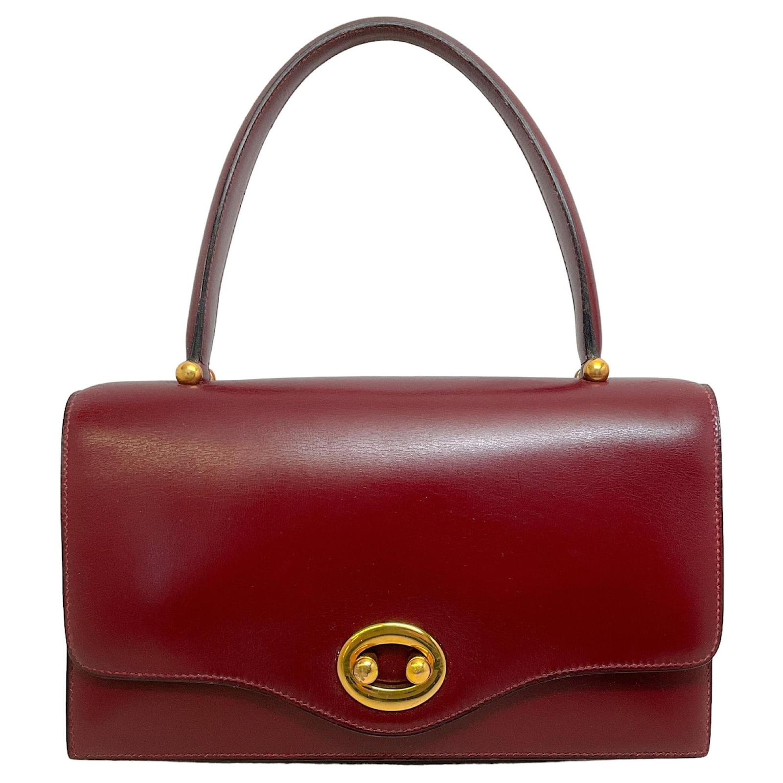 Hermès Hermes Vintage Burgunderleder Boutonniere Tasche Rot ref