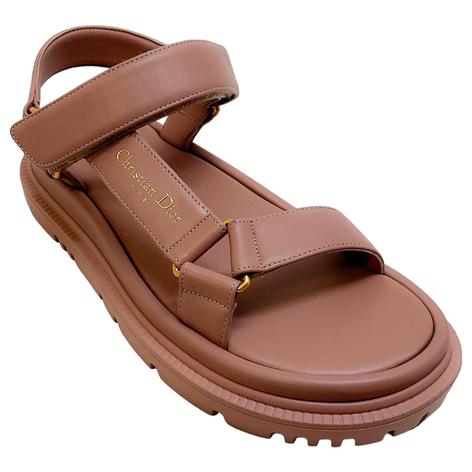 Christian Dior Powder Pink Lambskin D-Wave Sandals Leather