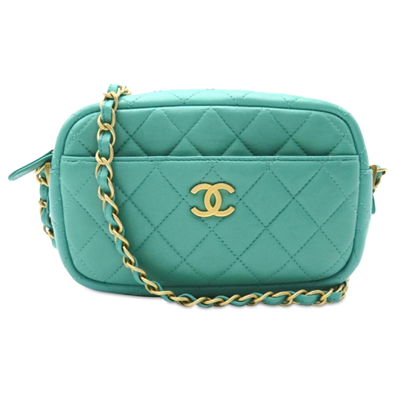 Chanel Green CC Quilted Lambskin Camera Bag Leather ref.1440954