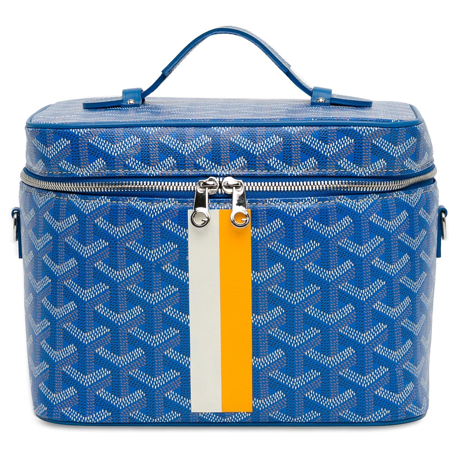 Goyard Blue Goyardine Striped Muse Vanity Case Leather Cloth Pony style calfskin Cloth ref.1440968 Joli Closet