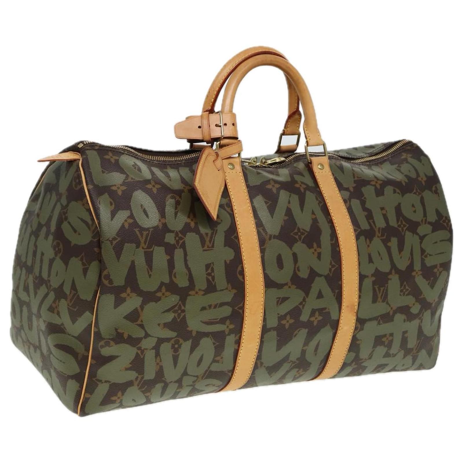LOUIS VUITTON Keepall 50 Boston Bag Graffiti Monogram Khaki M92196 